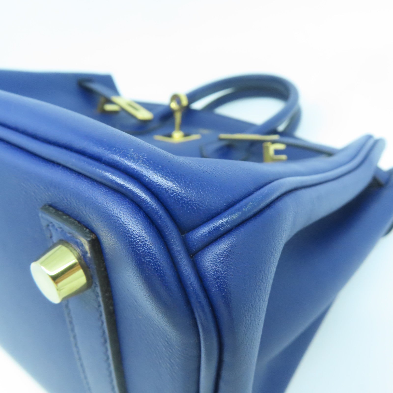 HERMES Swift皮革Birkin 25金扣手挽袋藍色