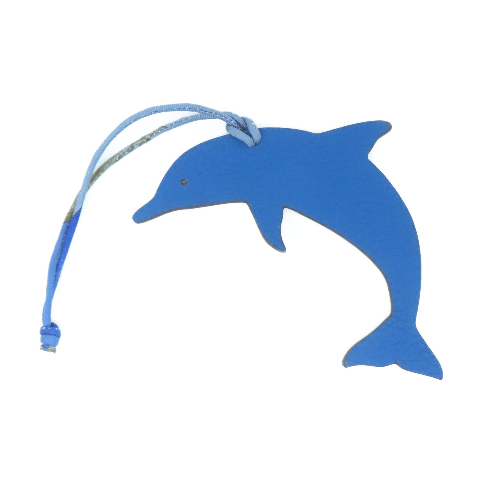 HERMES Epsom皮革Petit H Dolphin Charm掛飾粉紅色/藍色