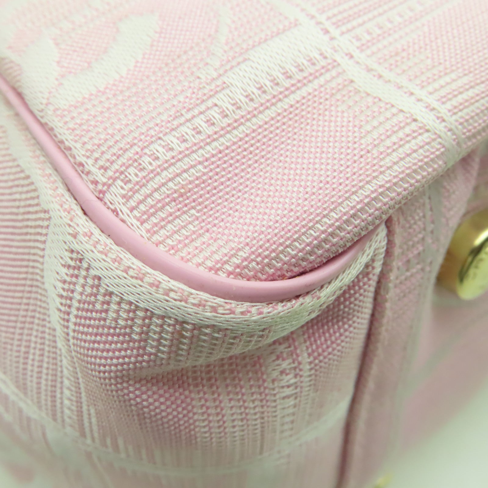 CHANEL 帆布Travel Line Tote Bag金扣肩背袋粉紅色