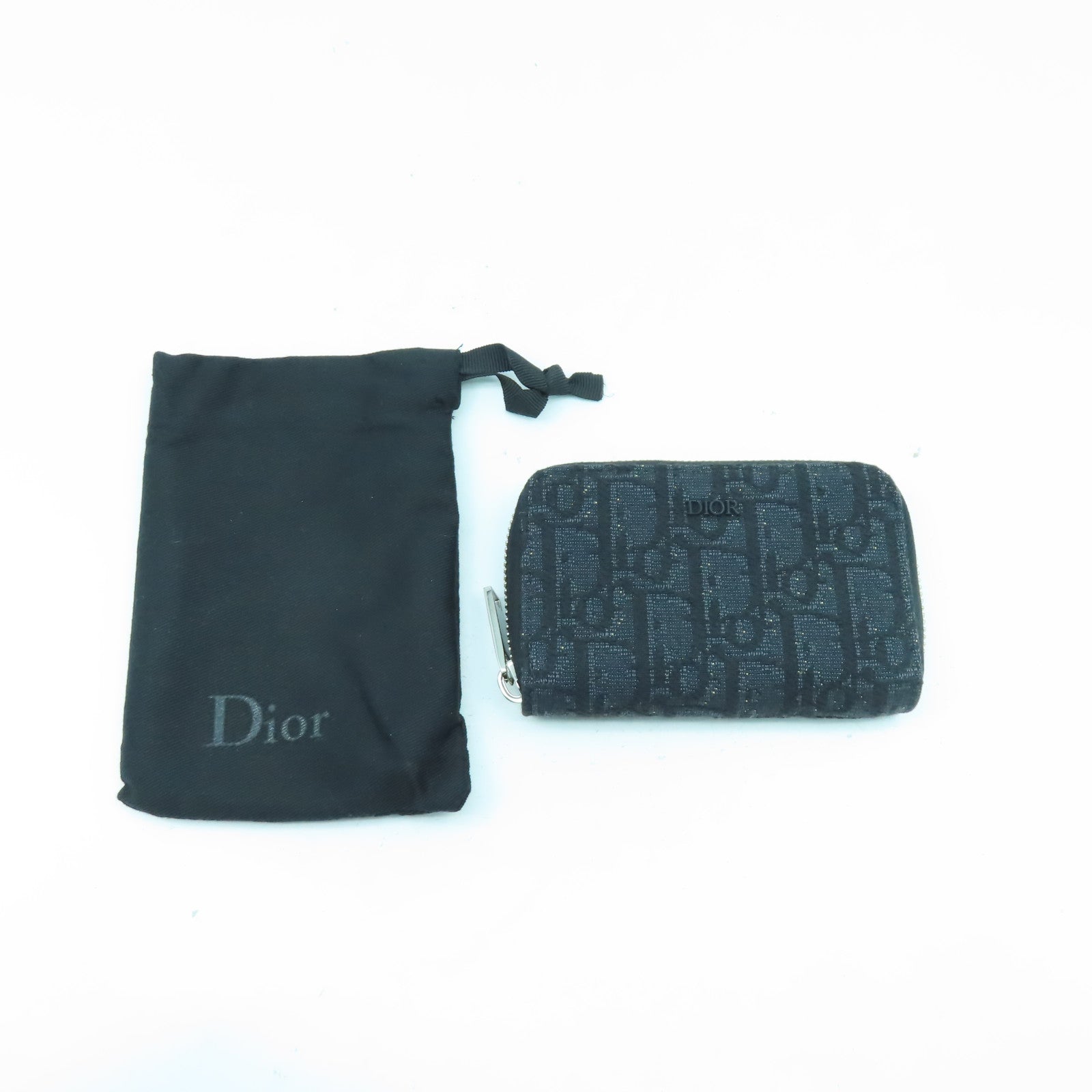 Dior 帆布Coin Purse銀扣零錢包黑色