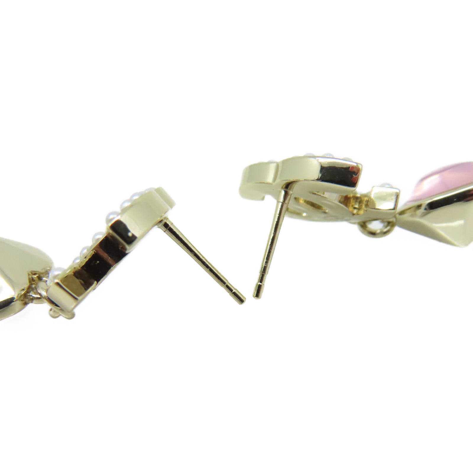 CHANEL 金屬/仿珍珠CC Earrings耳環粉紅色/金色