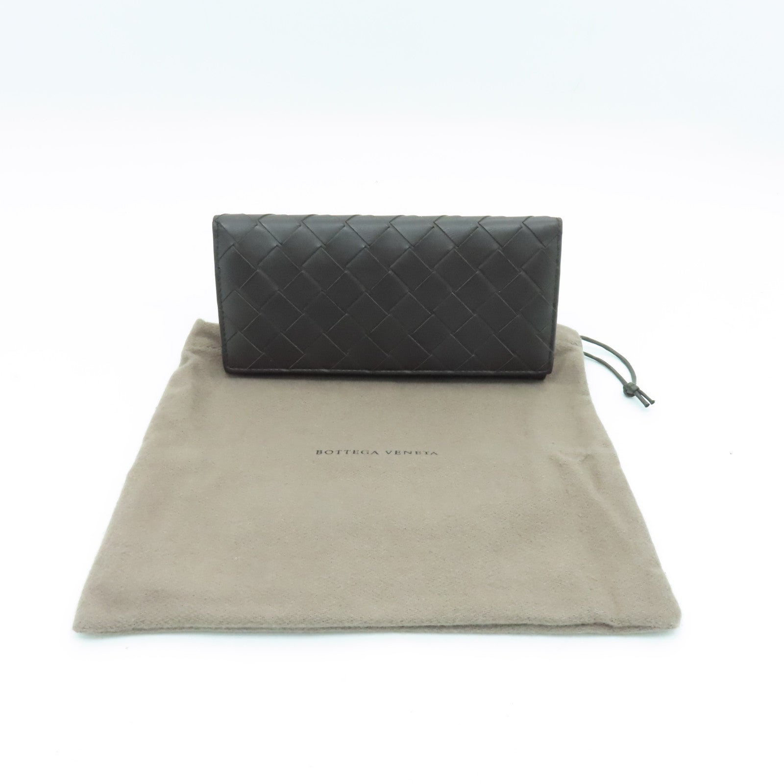 BOTTEGA VENETA Textured Leather Long Wallet Brown