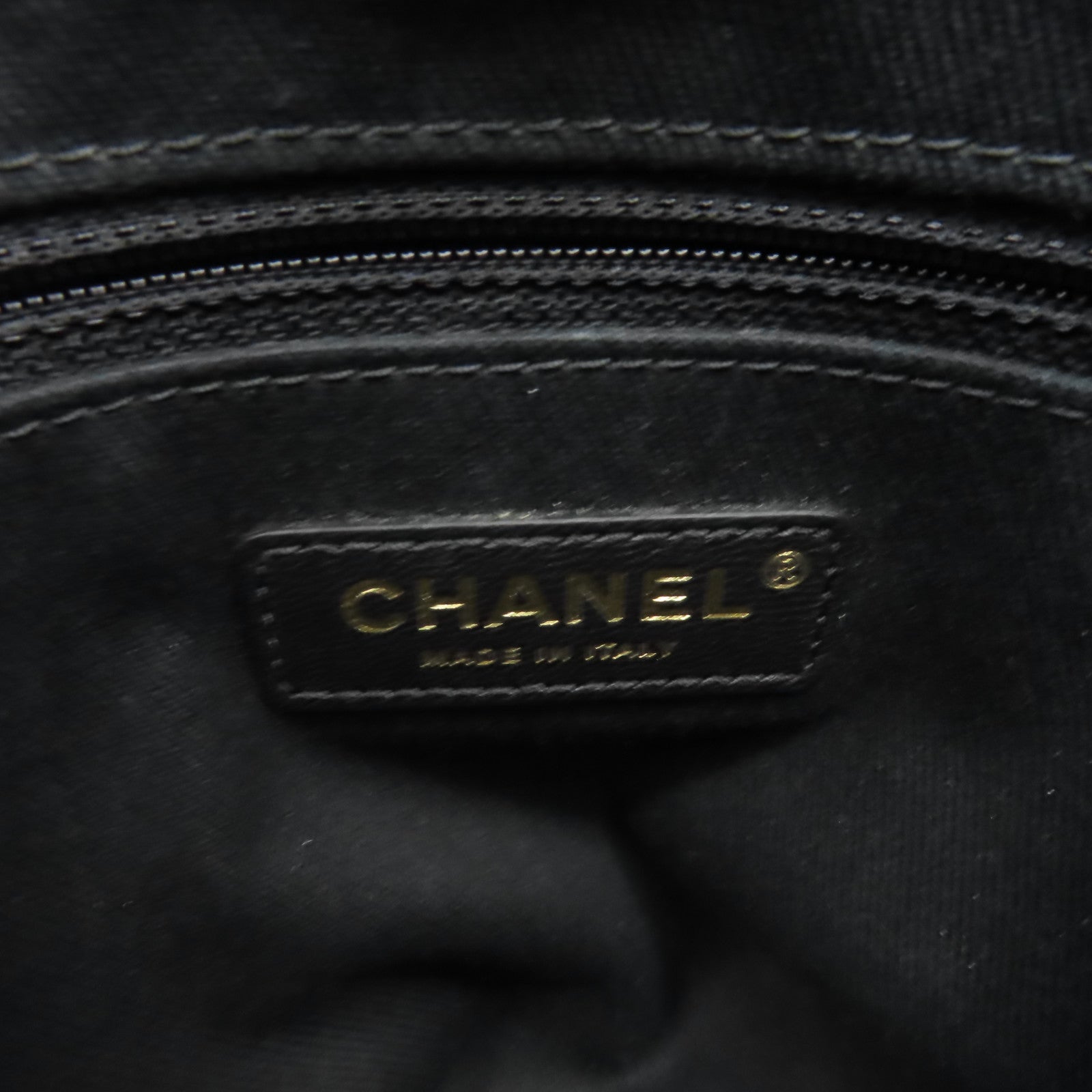 CHANEL 帆布Deauville Tote Bag金扣鏈帶肩背袋灰藍色