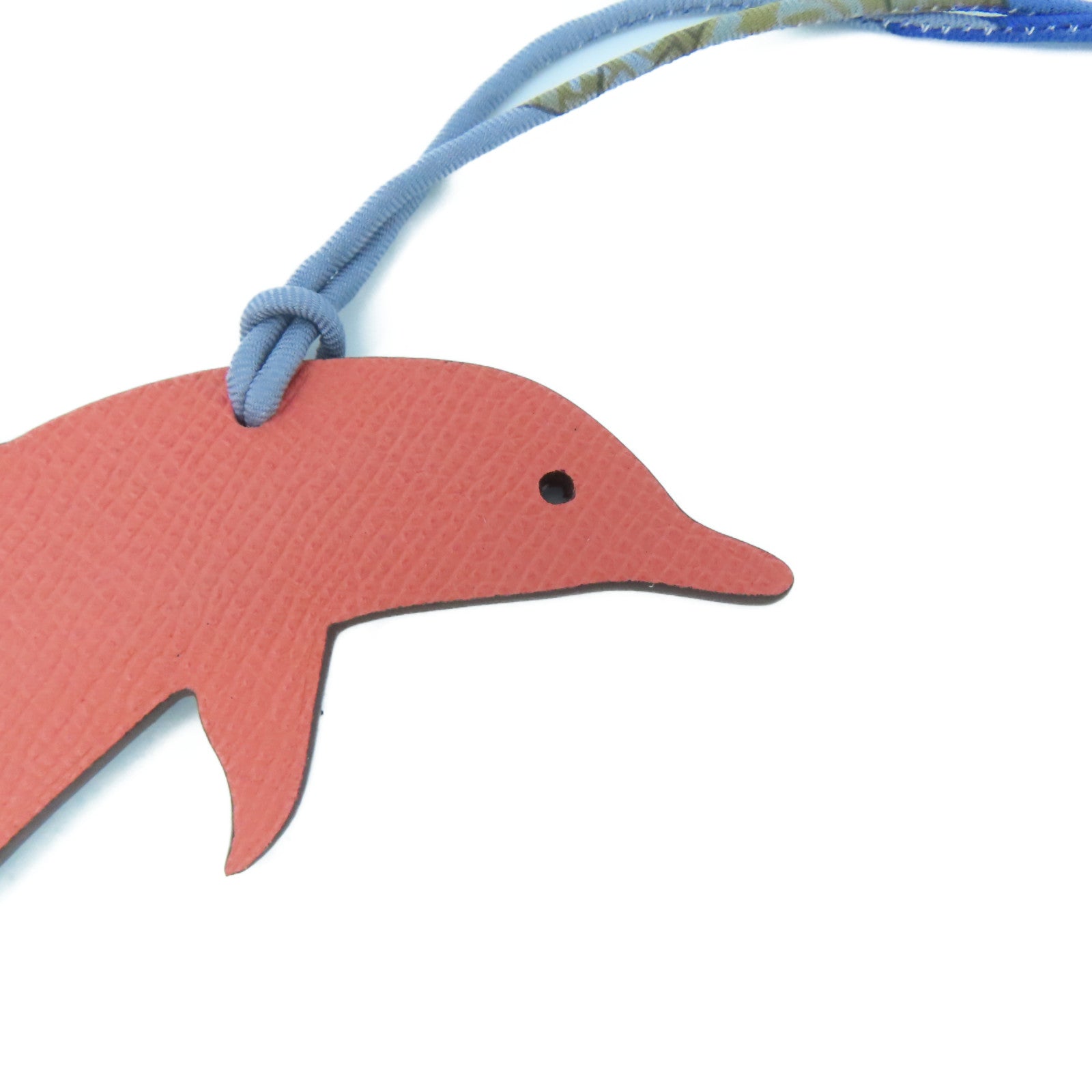 HERMES Epsom皮革Petit H Dolphin Charm掛飾粉紅色/藍色