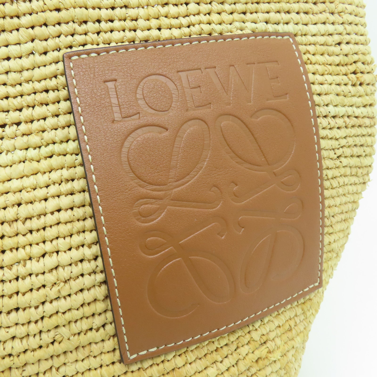 LOEWE 酒椰/牛皮皮革Mini Slit Bay銀扣手挽肩背兩用袋黃色