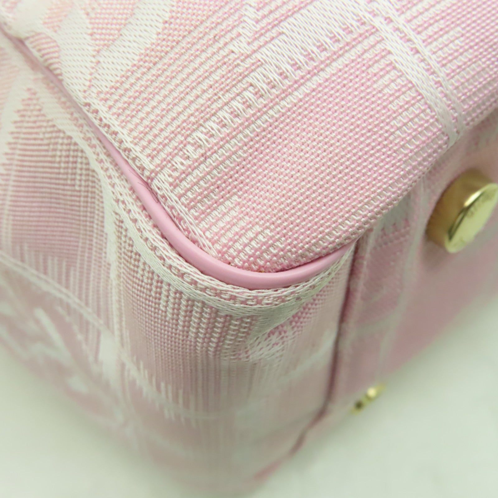 CHANEL 帆布Travel Line Tote Bag金扣肩背袋粉紅色