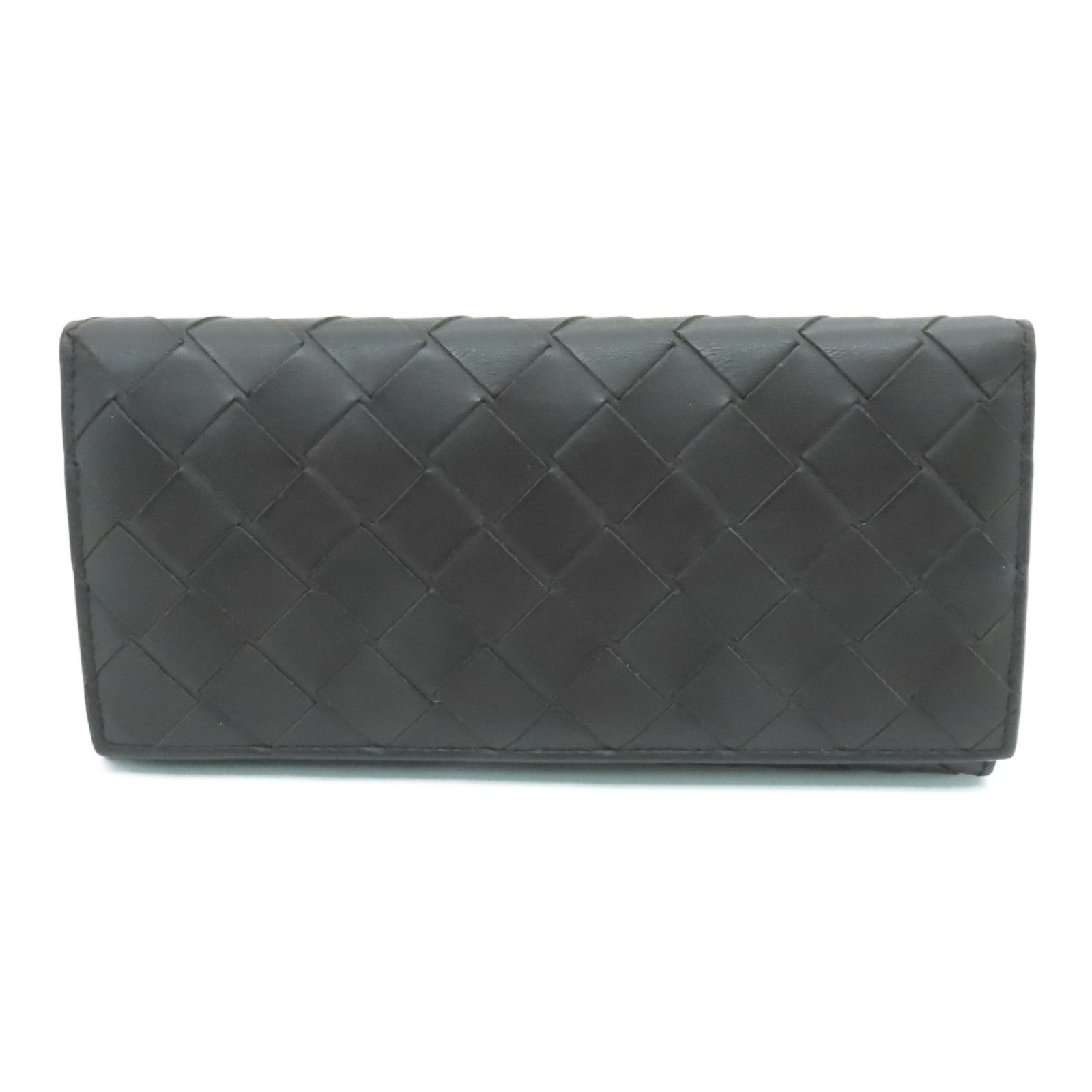 BOTTEGA VENETA Textured Leather Long Wallet Brown