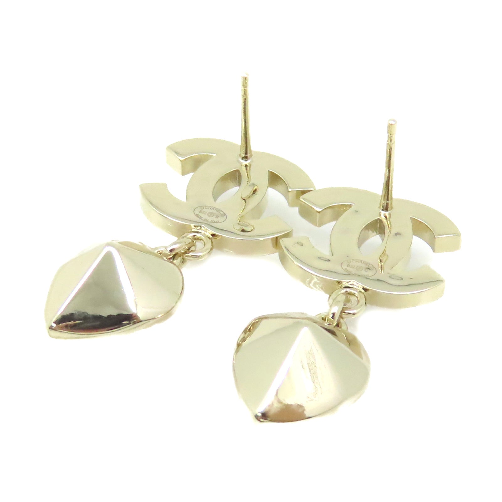 CHANEL 金屬/仿珍珠CC Earrings耳環粉紅色/金色