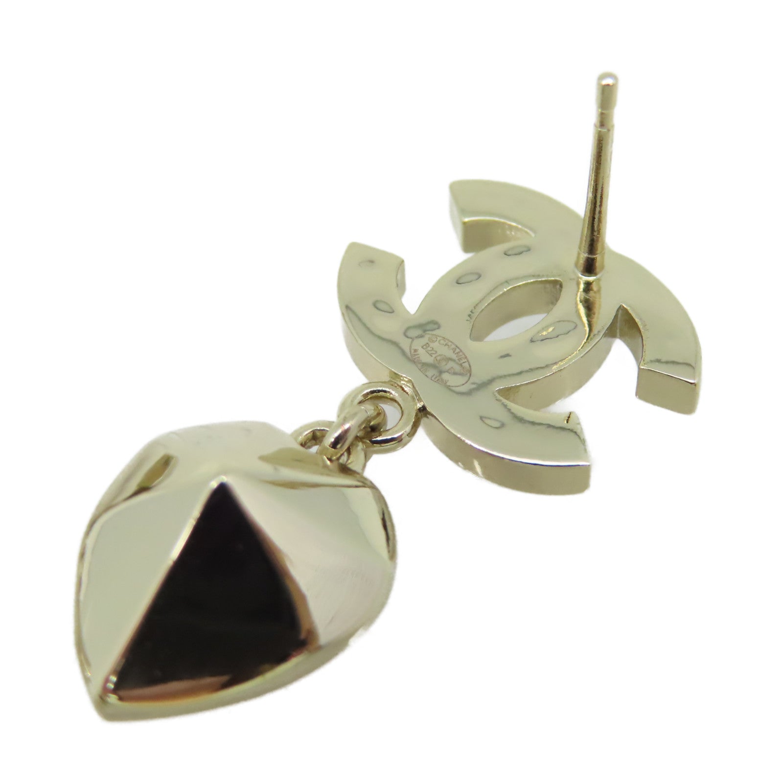 CHANEL 金屬/仿珍珠CC Earrings耳環粉紅色/金色