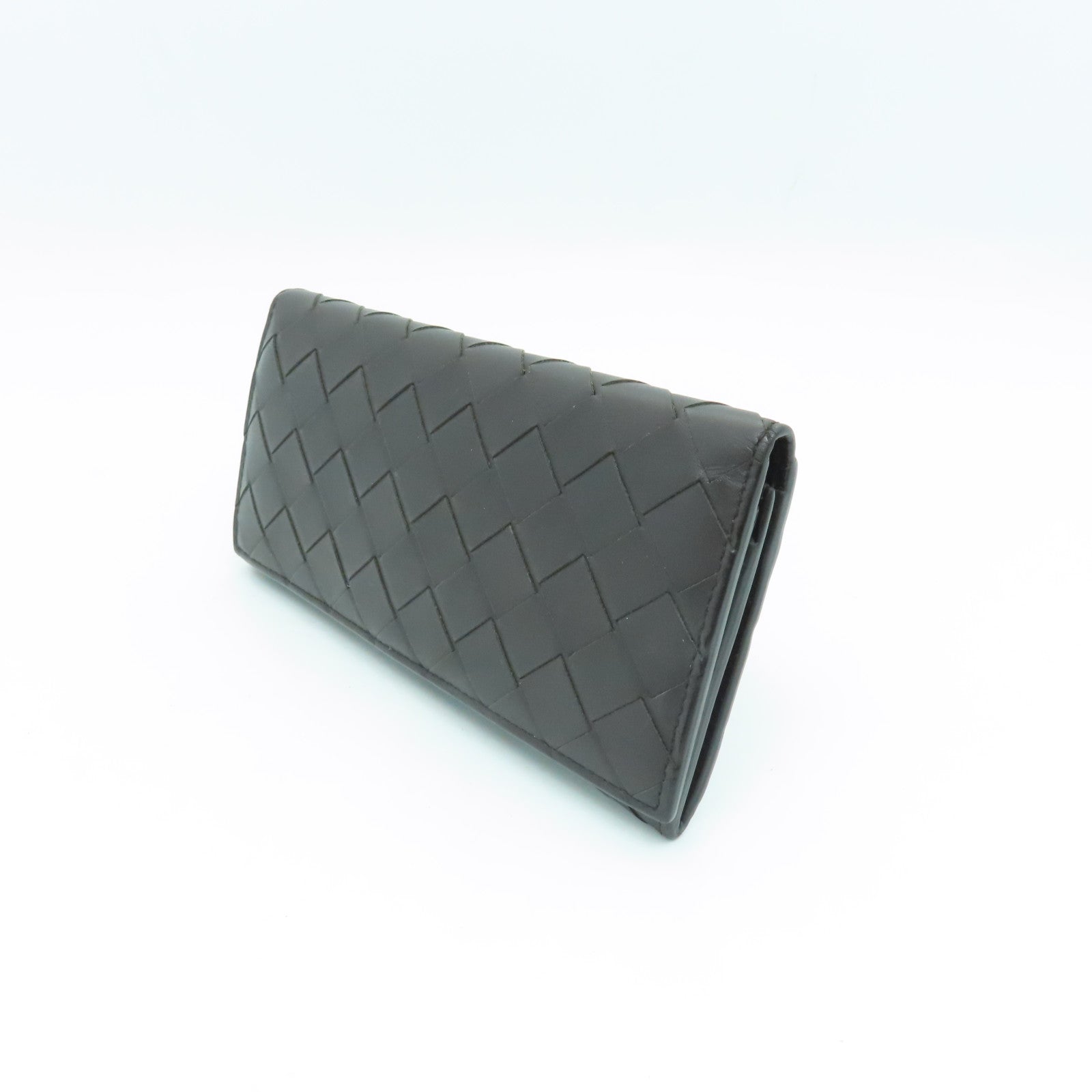 BOTTEGA VENETA Textured Leather Long Wallet Brown
