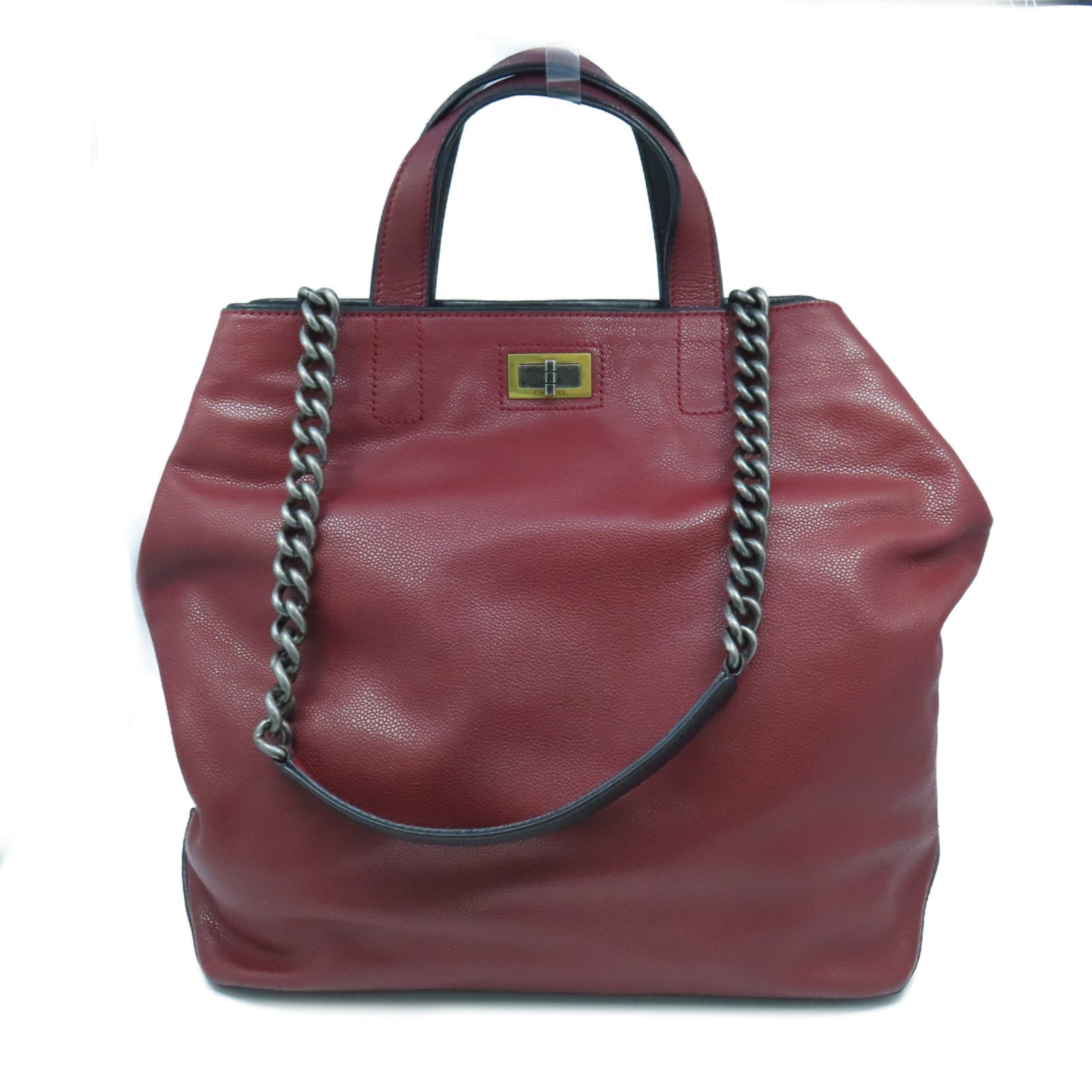CHANEL 牛皮皮革2.55 2way Shoulder Bag手挽肩背兩用袋紅色/黑色