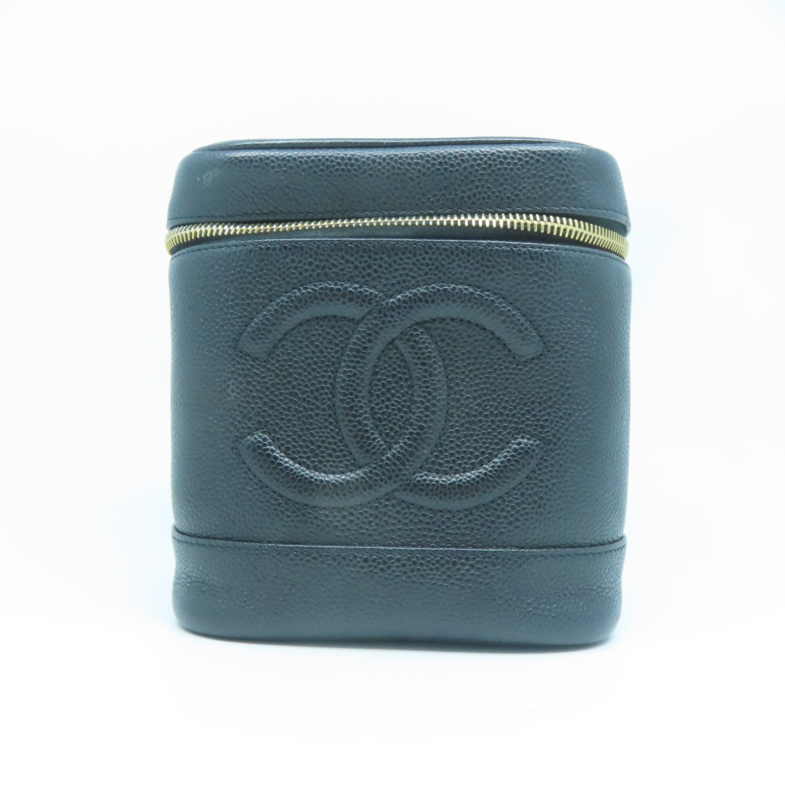 CHANEL 菱格Caviar皮革Makeup Case金扣化妝袋黑色
