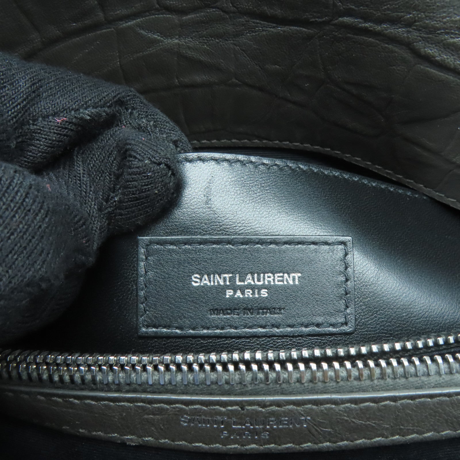 SAINT LAURENT 牛皮皮革West Hollywood銀扣肩背袋灰褐色