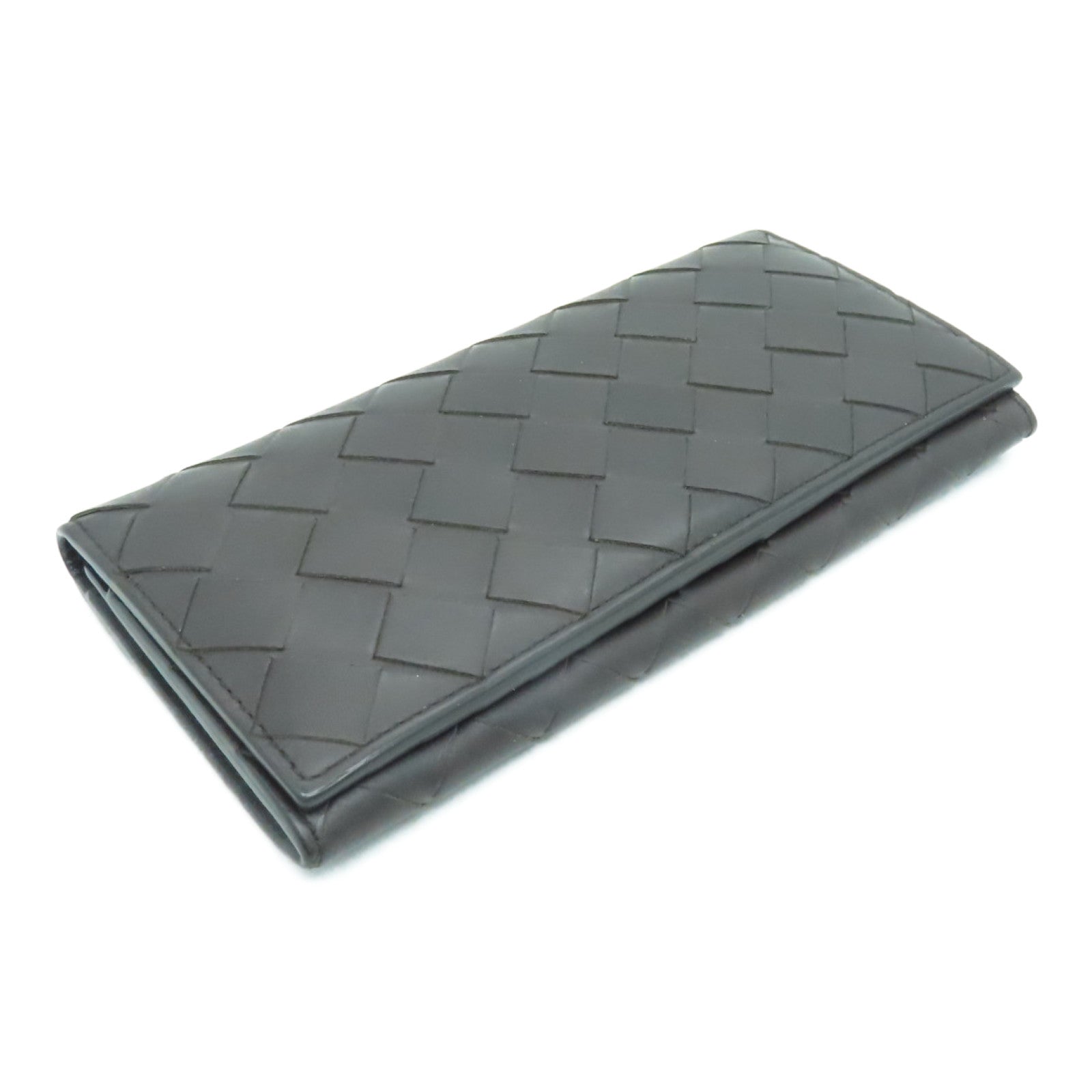 BOTTEGA VENETA Textured Leather Long Wallet Brown