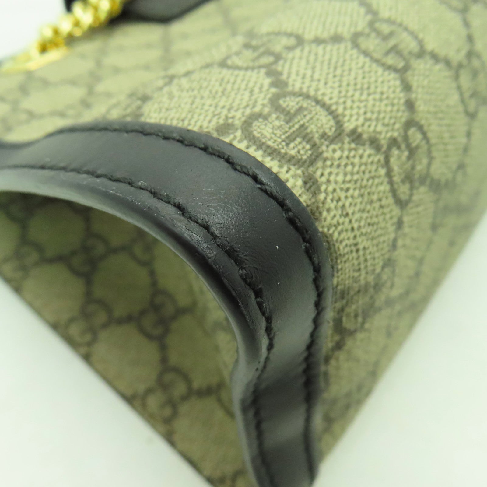 GUCCI 塗層帆布Chain Shoulder金扣鏈帶肩背袋黑色