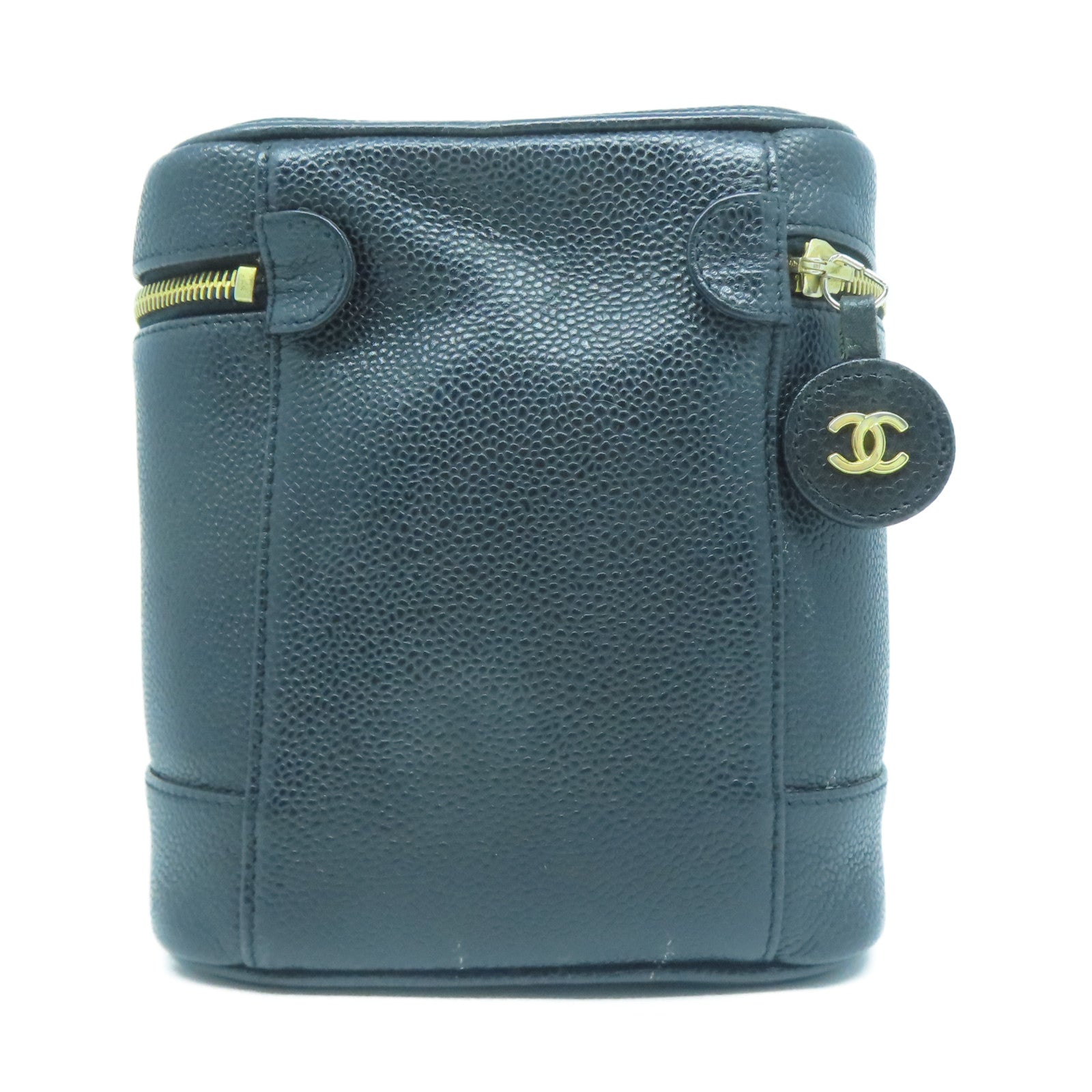 CHANEL 菱格Caviar皮革Makeup Case金扣化妝袋黑色