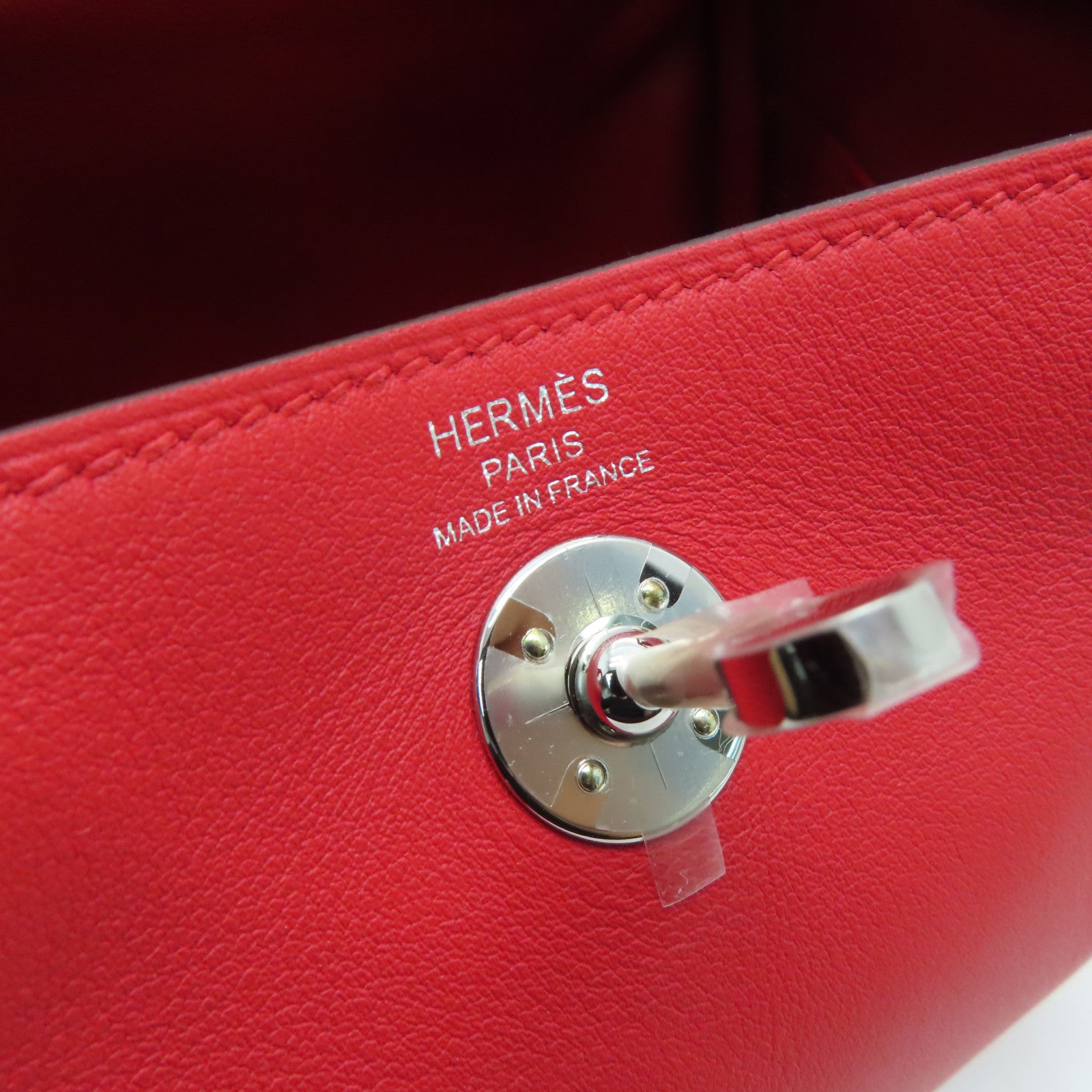 HERMES 【激减优惠】Swift皮革Mini Lindy银扣肩背袋Rose De Coeur红色