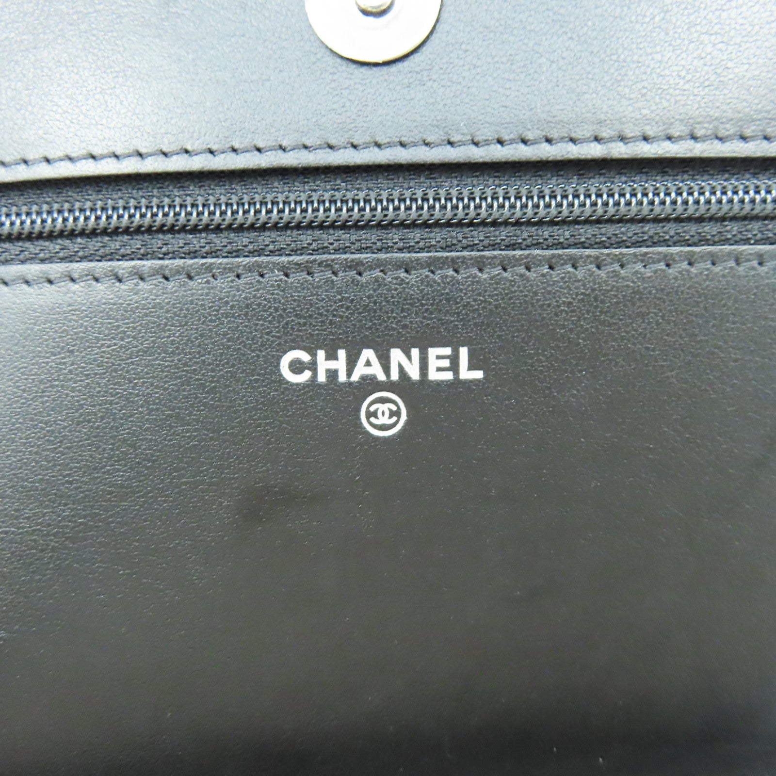 CHANEL 菱格Caviar皮革WOC Wallet On Chain Shoulder Bag銀扣鏈帶肩帶袋黑色