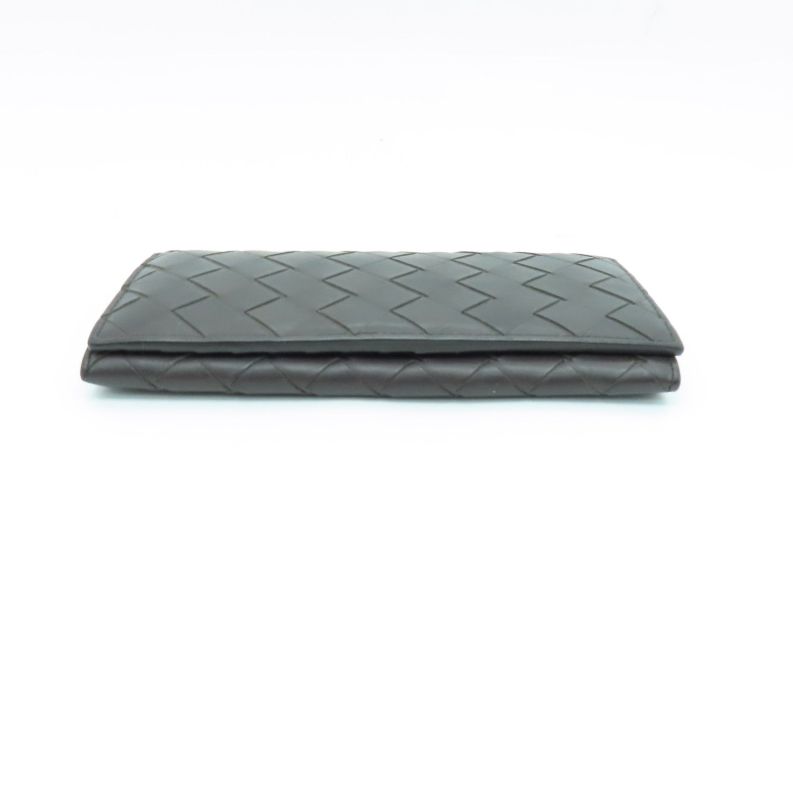 BOTTEGA VENETA Textured Leather Long Wallet Brown
