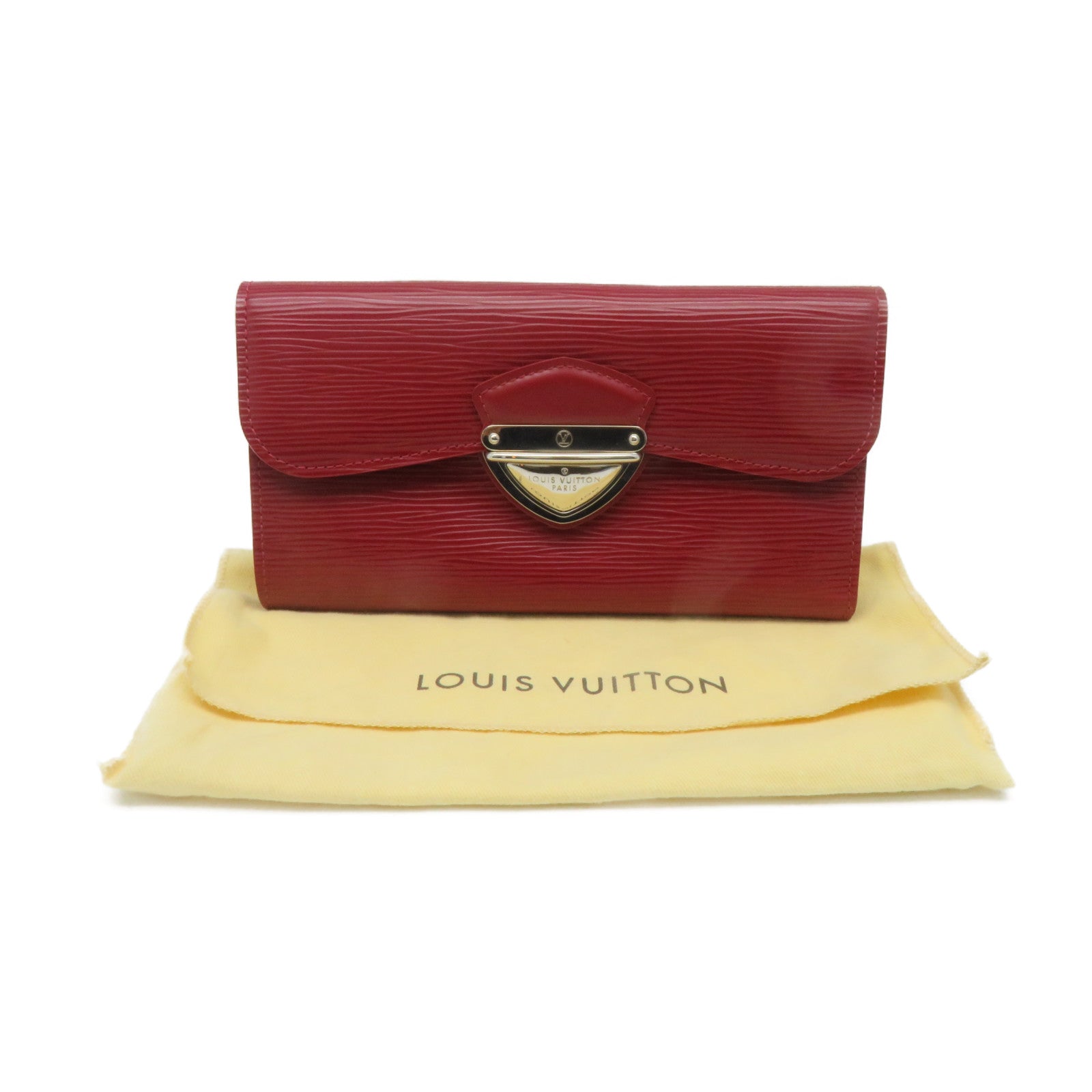LOUIS VUITTON Epi Long Wallet silver buckle long wallet wine red