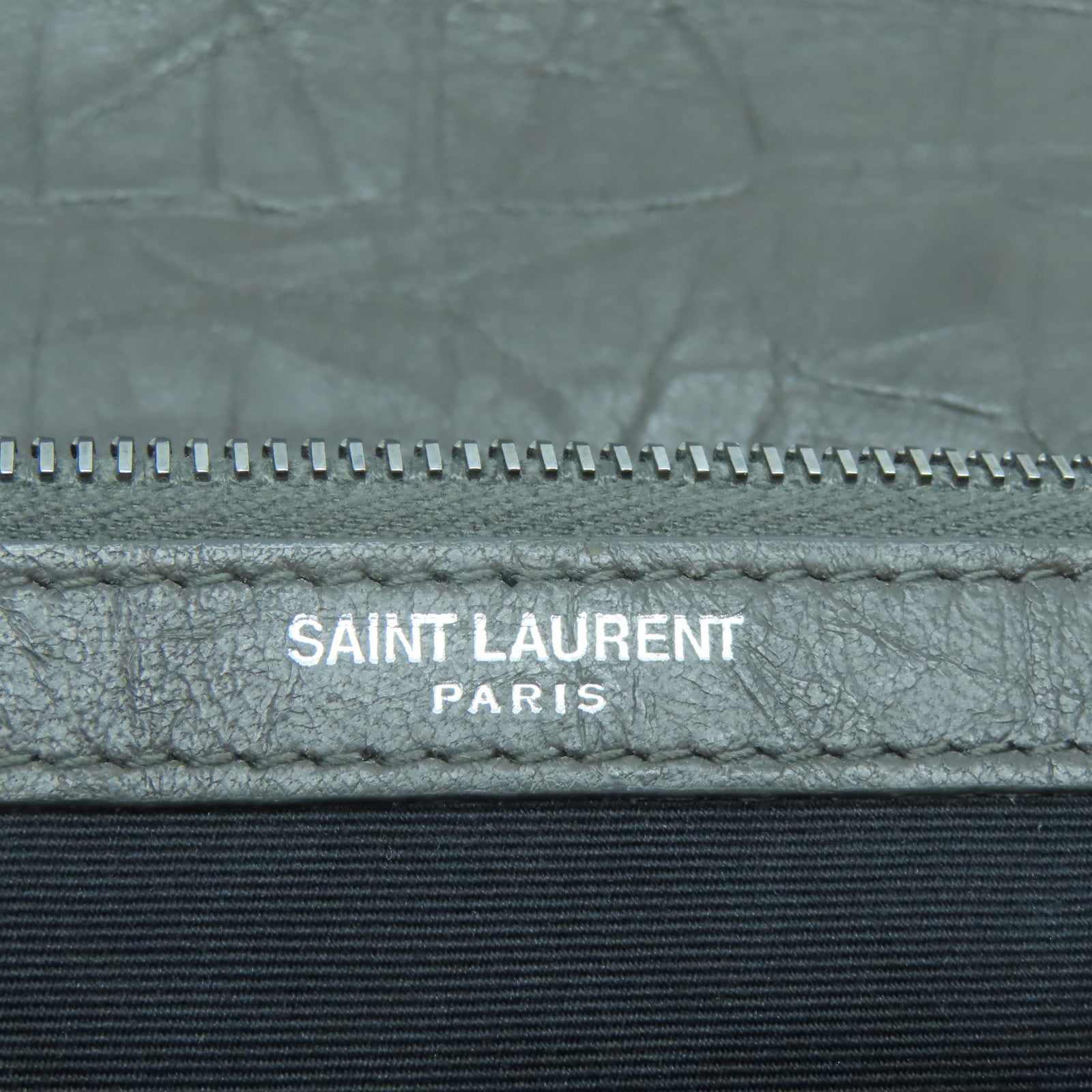 SAINT LAURENT 牛皮皮革West Hollywood銀扣肩背袋灰褐色