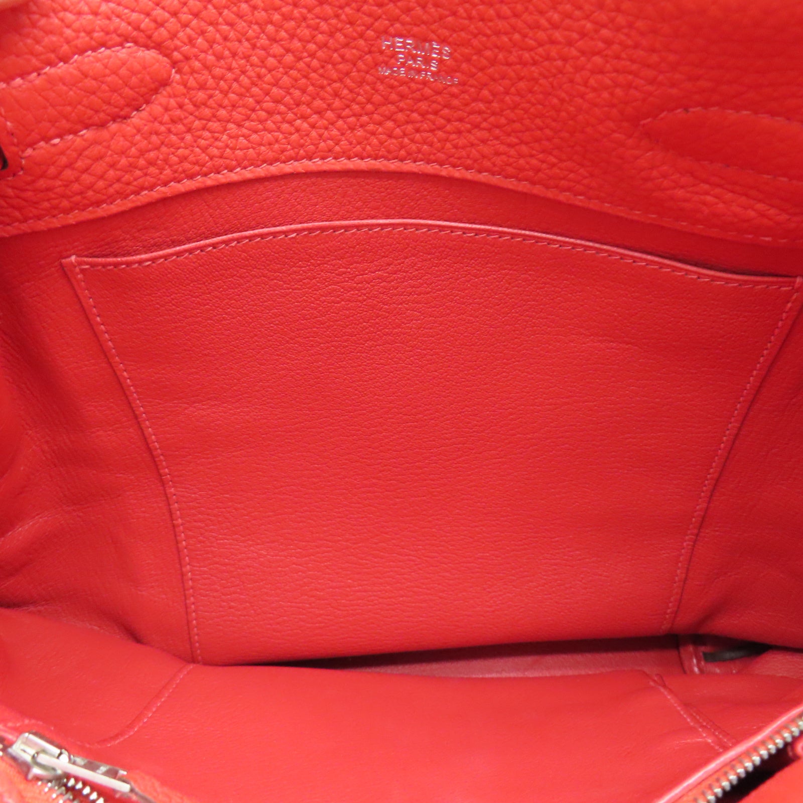 HERMES Taurillon Clemence皮革So Kelly 22銀扣肩背袋牡丹紅色