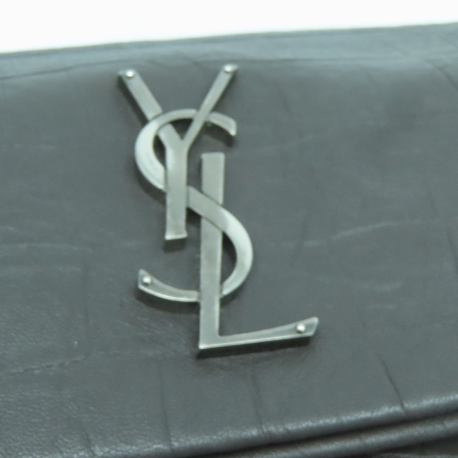 SAINT LAURENT 牛皮皮革West Hollywood銀扣肩背袋灰褐色
