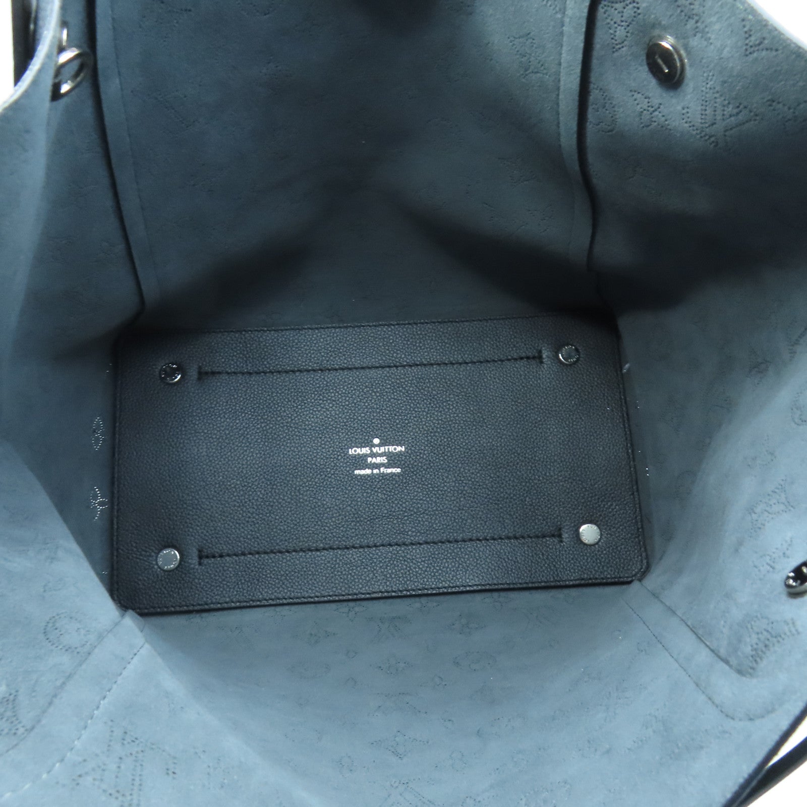 LOUIS VUITTON Mahina Hina MM Silver Buckle Handle Bag Black