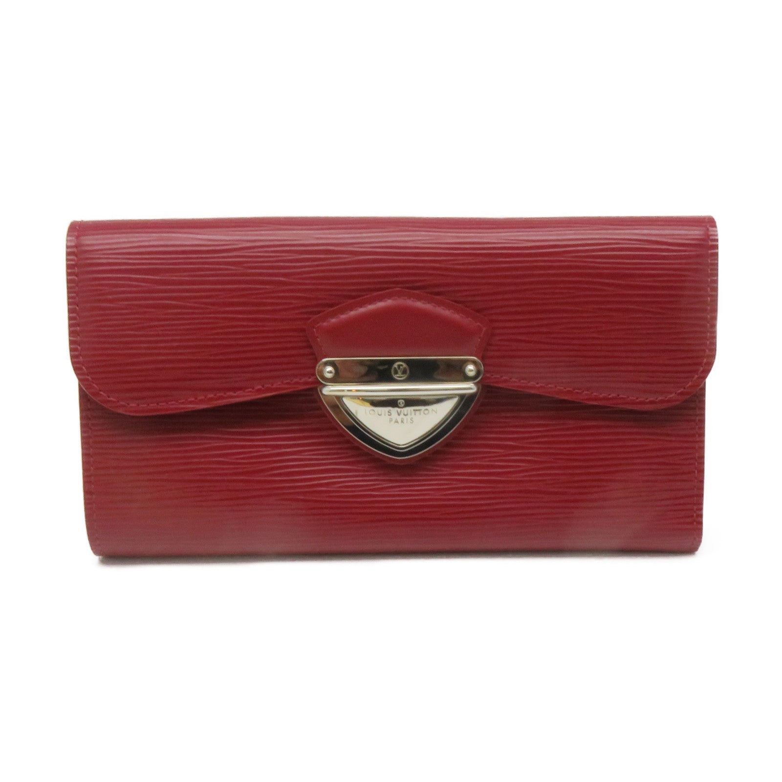 LOUIS VUITTON Epi Long Wallet silver buckle long wallet wine red