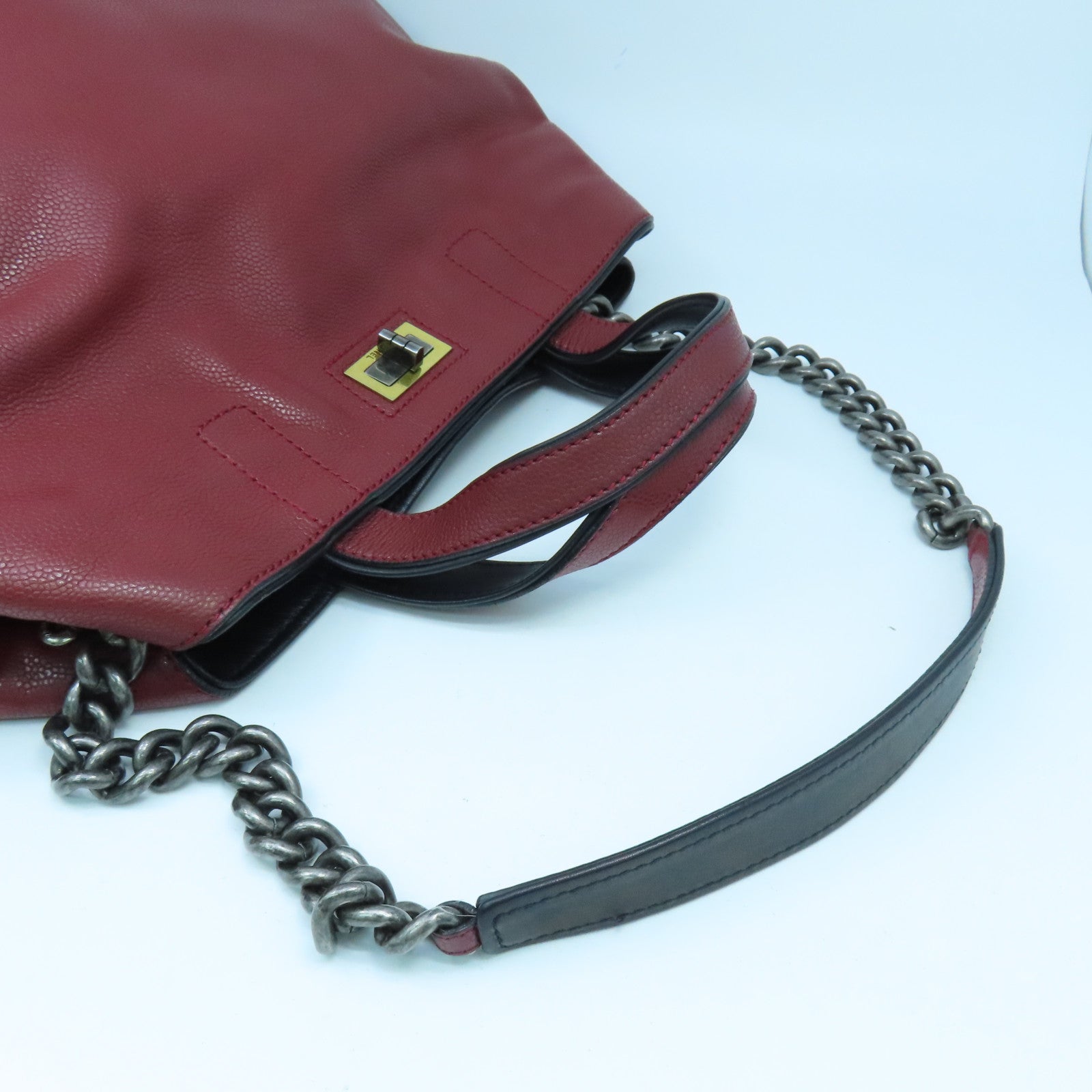 CHANEL 牛皮皮革2.55 2way Shoulder Bag手挽肩背兩用袋紅色/黑色