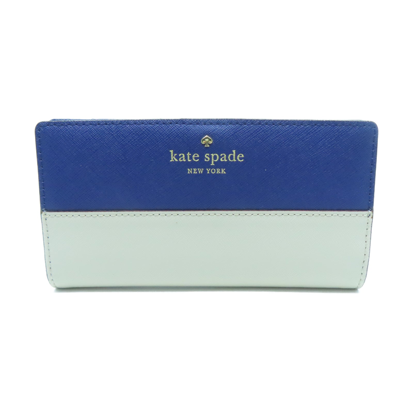 Kate Spade 牛皮皮革Long Wallet金扣長錢包藍色/白色