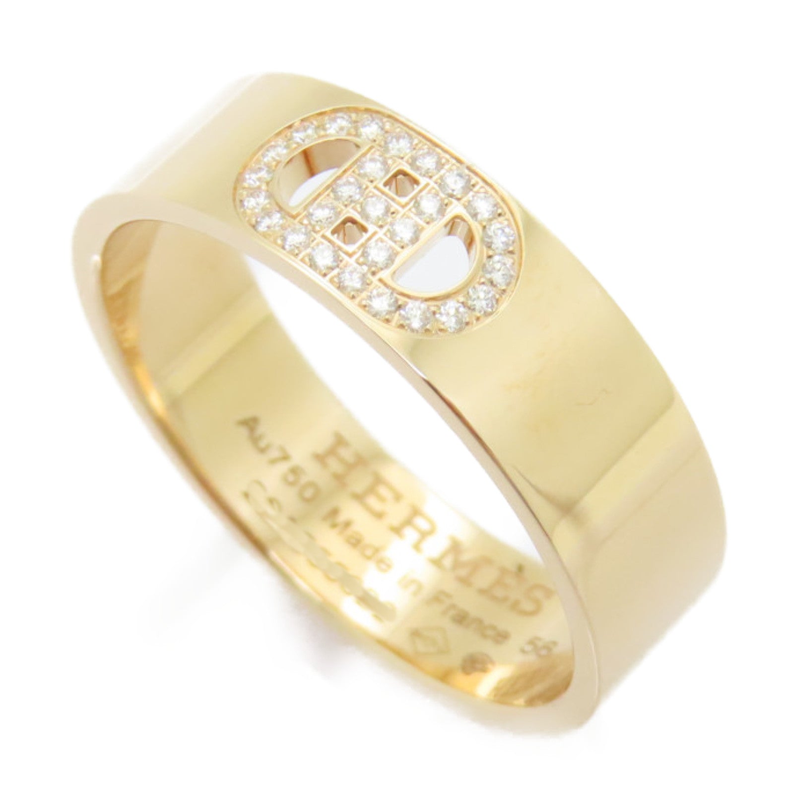HERMES 18K玫瑰金H D Ancre Ring 0.07ct戒指US#7.5/Hermes#56