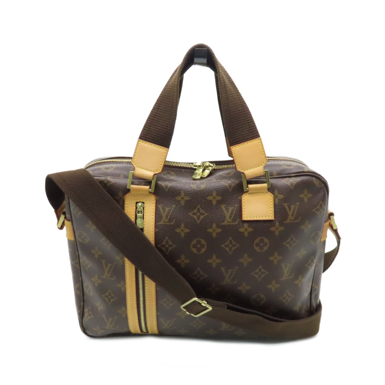 LOUIS VUITTON Monogram Sac Bosphore Gold Buckle Handle Shoulder Bag Brown