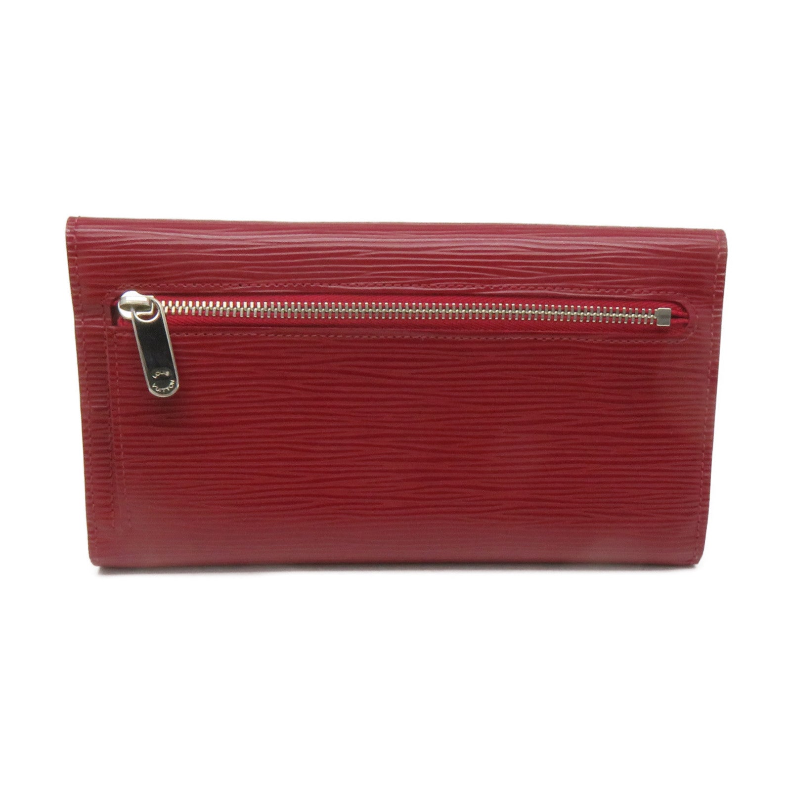 LOUIS VUITTON Epi Long Wallet silver buckle long wallet wine red