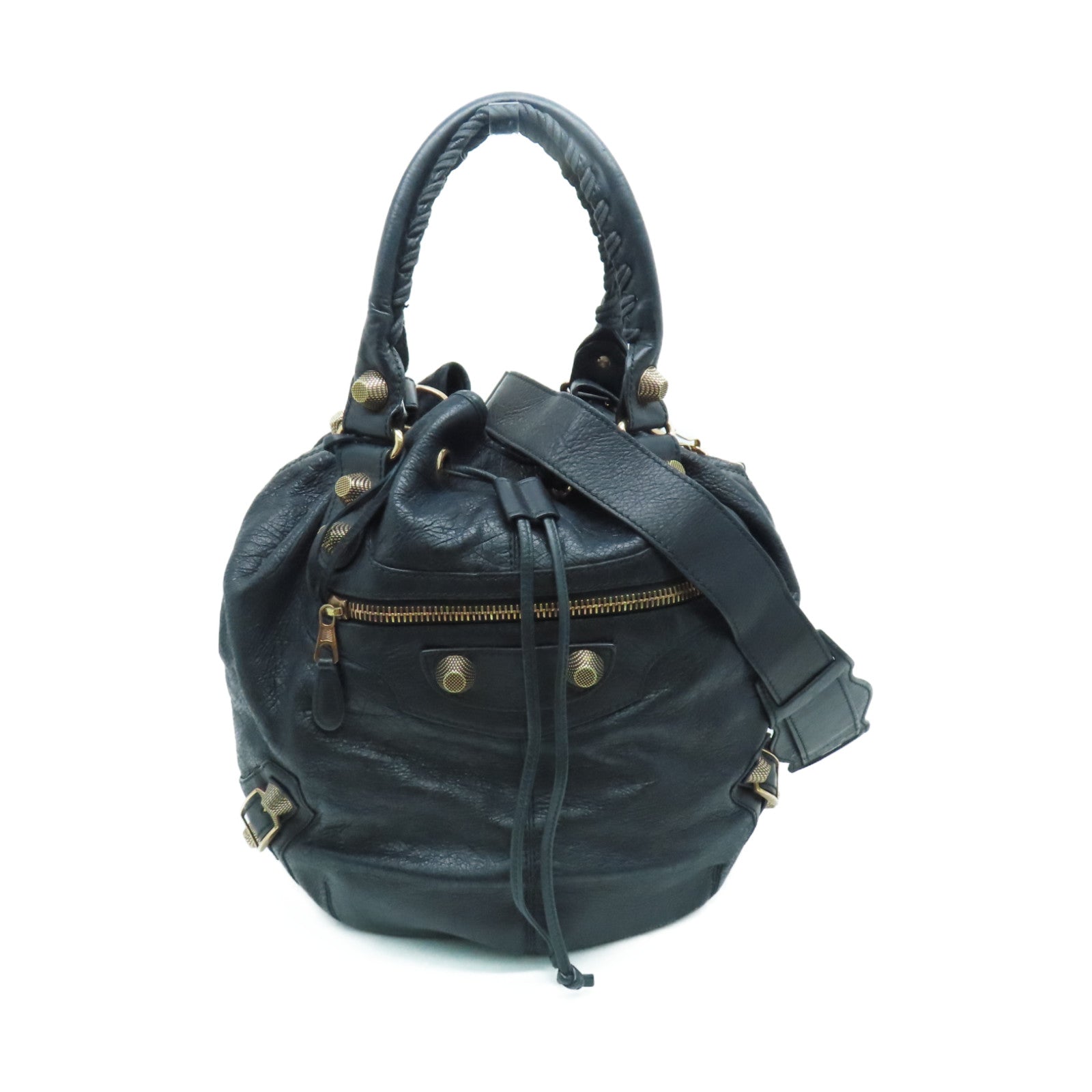 BALENCIAGA 羊皮皮革Shoulder Bag金扣手挽肩背两用袋黑色