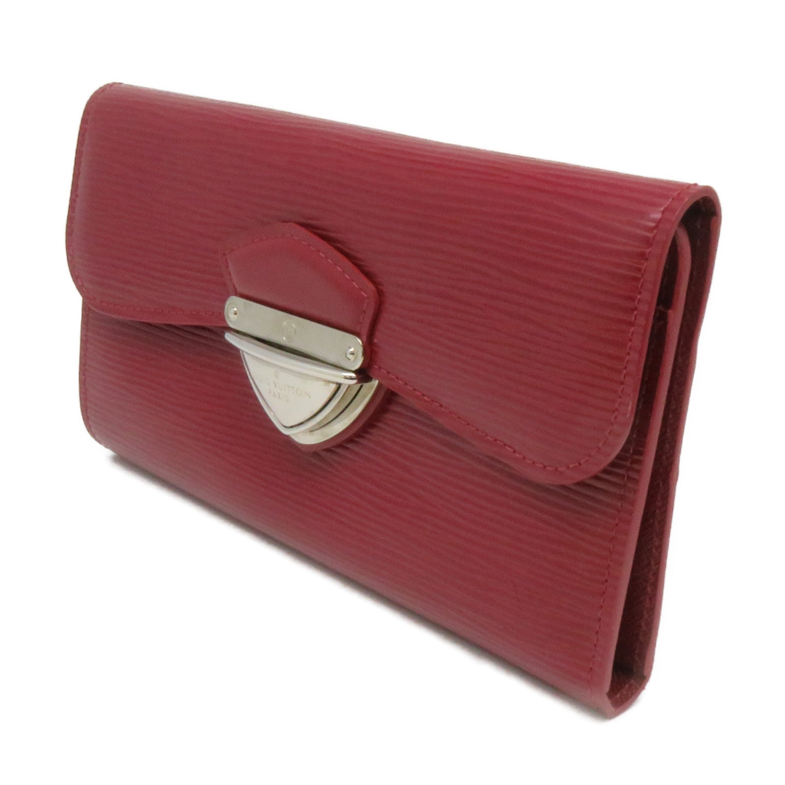 LOUIS VUITTON Epi Long Wallet silver buckle long wallet wine red