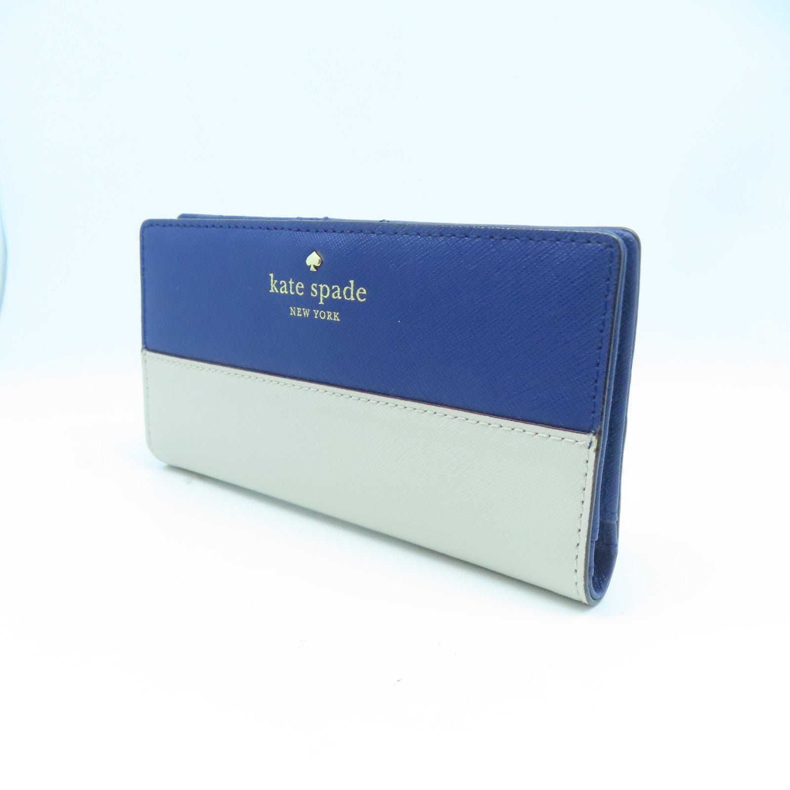 Kate Spade 牛皮皮革Long Wallet金扣長錢包藍色/白色