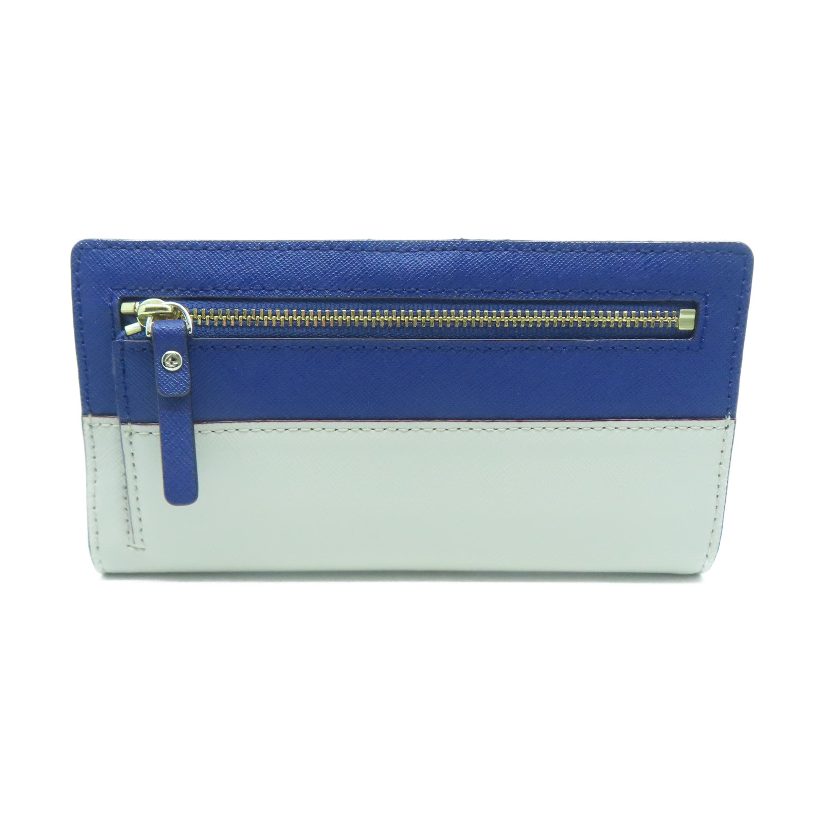 Kate Spade 牛皮皮革Long Wallet金扣長錢包藍色/白色