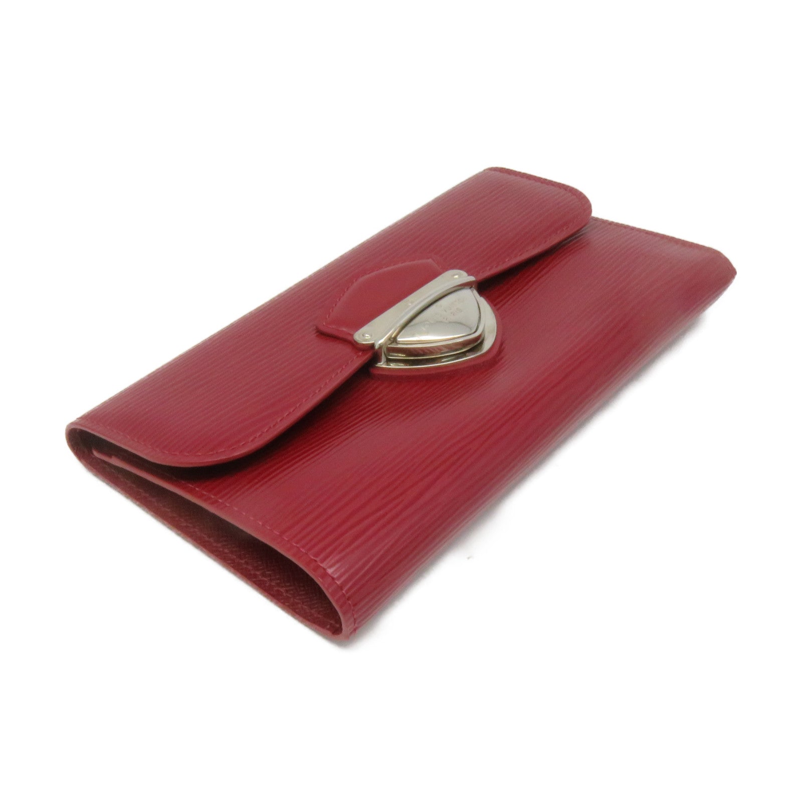 LOUIS VUITTON Epi Long Wallet silver buckle long wallet wine red