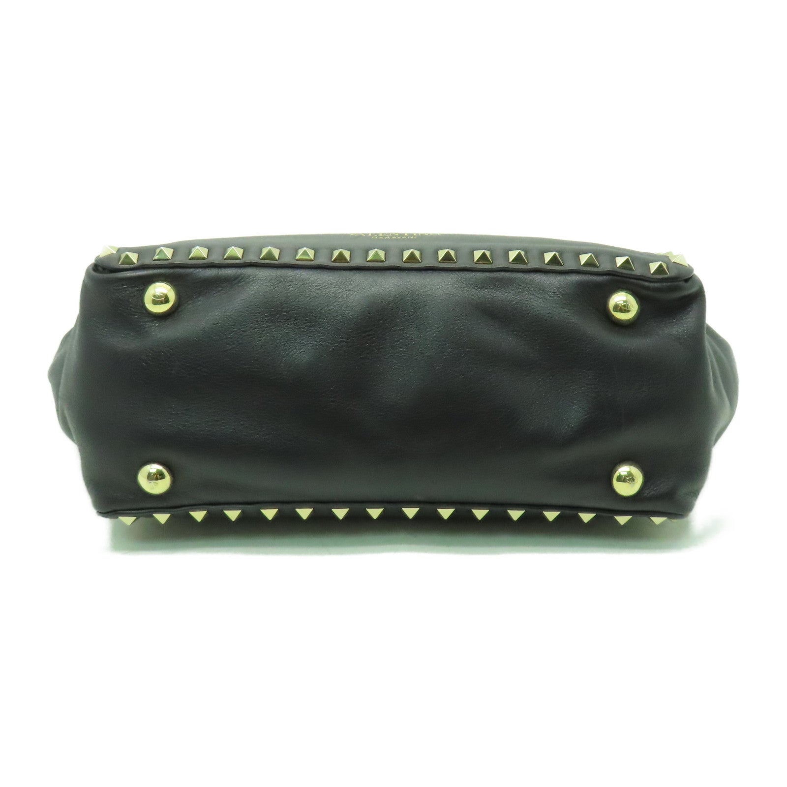 Valentino 牛皮皮革Tote Bag金扣手挽肩背兩用袋黑色