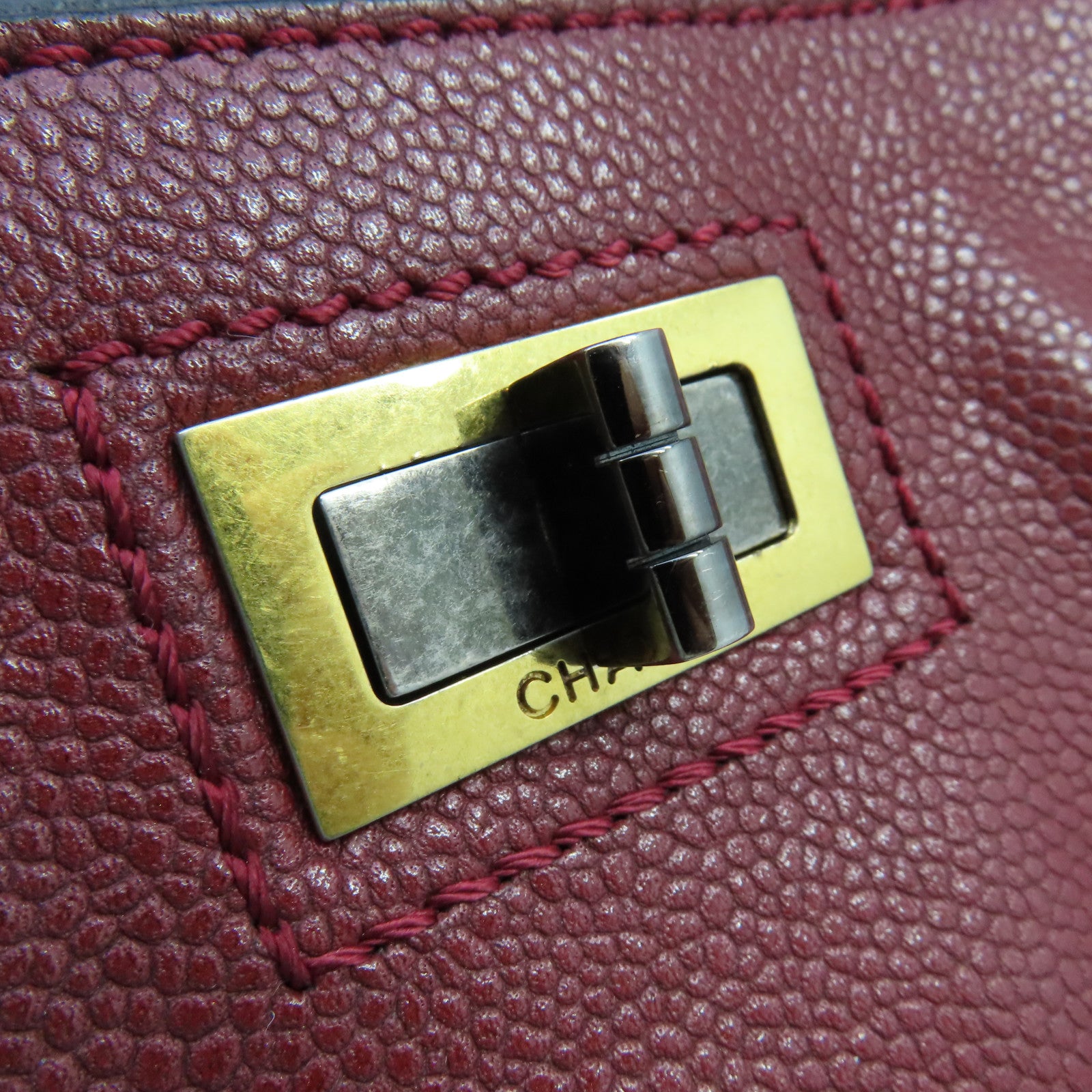 CHANEL 牛皮皮革2.55 2way Shoulder Bag手挽肩背兩用袋紅色/黑色