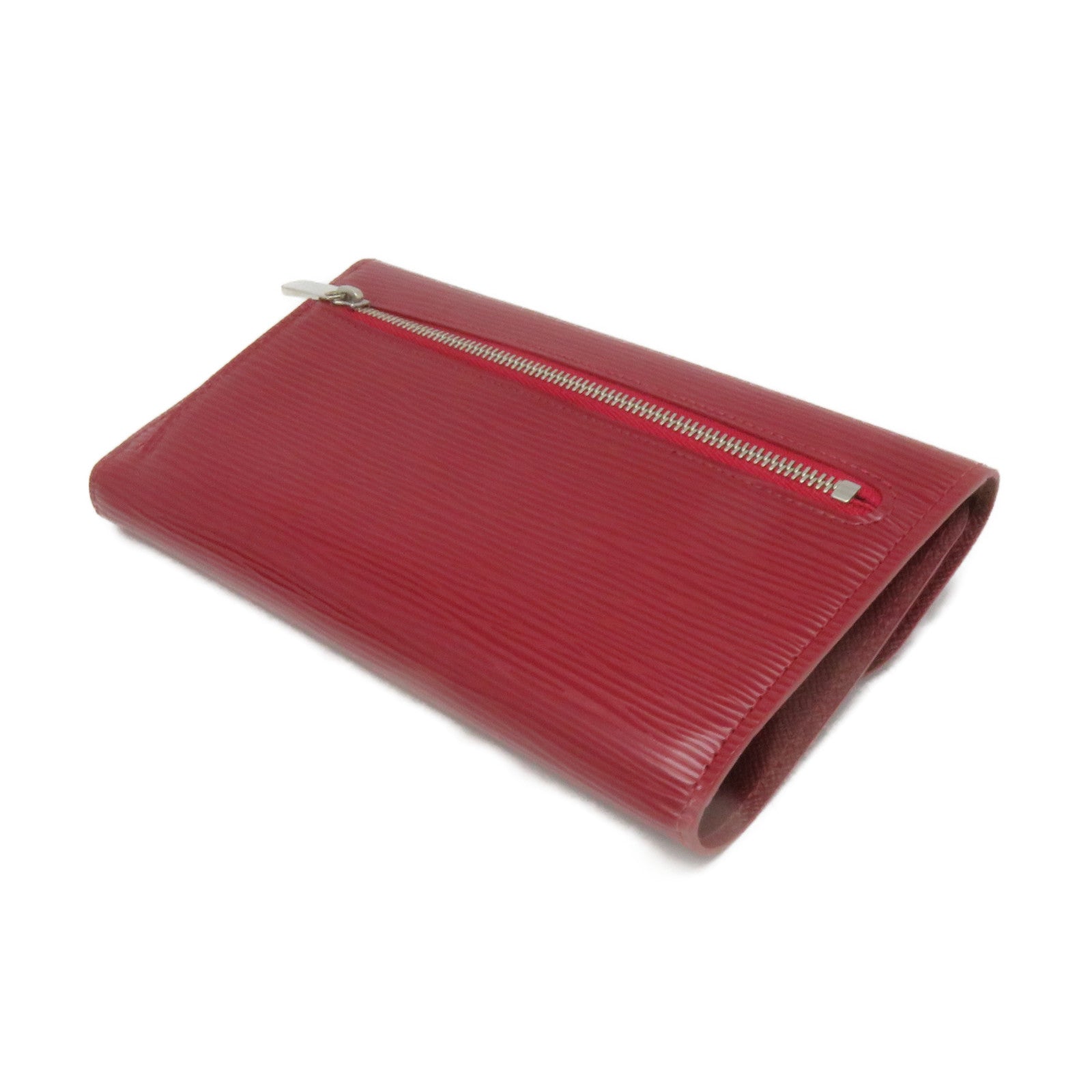LOUIS VUITTON Epi Long Wallet silver buckle long wallet wine red