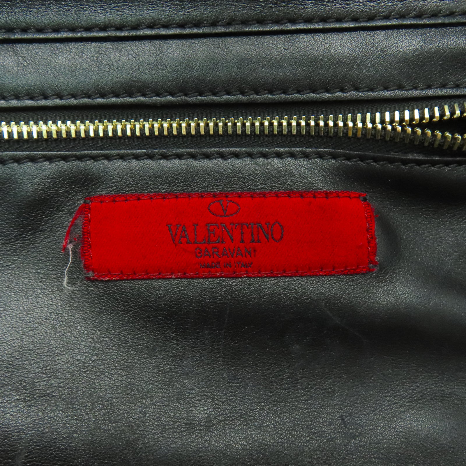 Valentino 牛皮皮革Tote Bag金扣手挽肩背兩用袋黑色