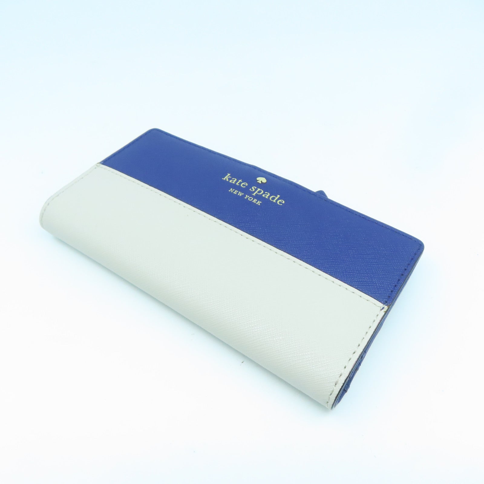 Kate Spade 牛皮皮革Long Wallet金扣長錢包藍色/白色