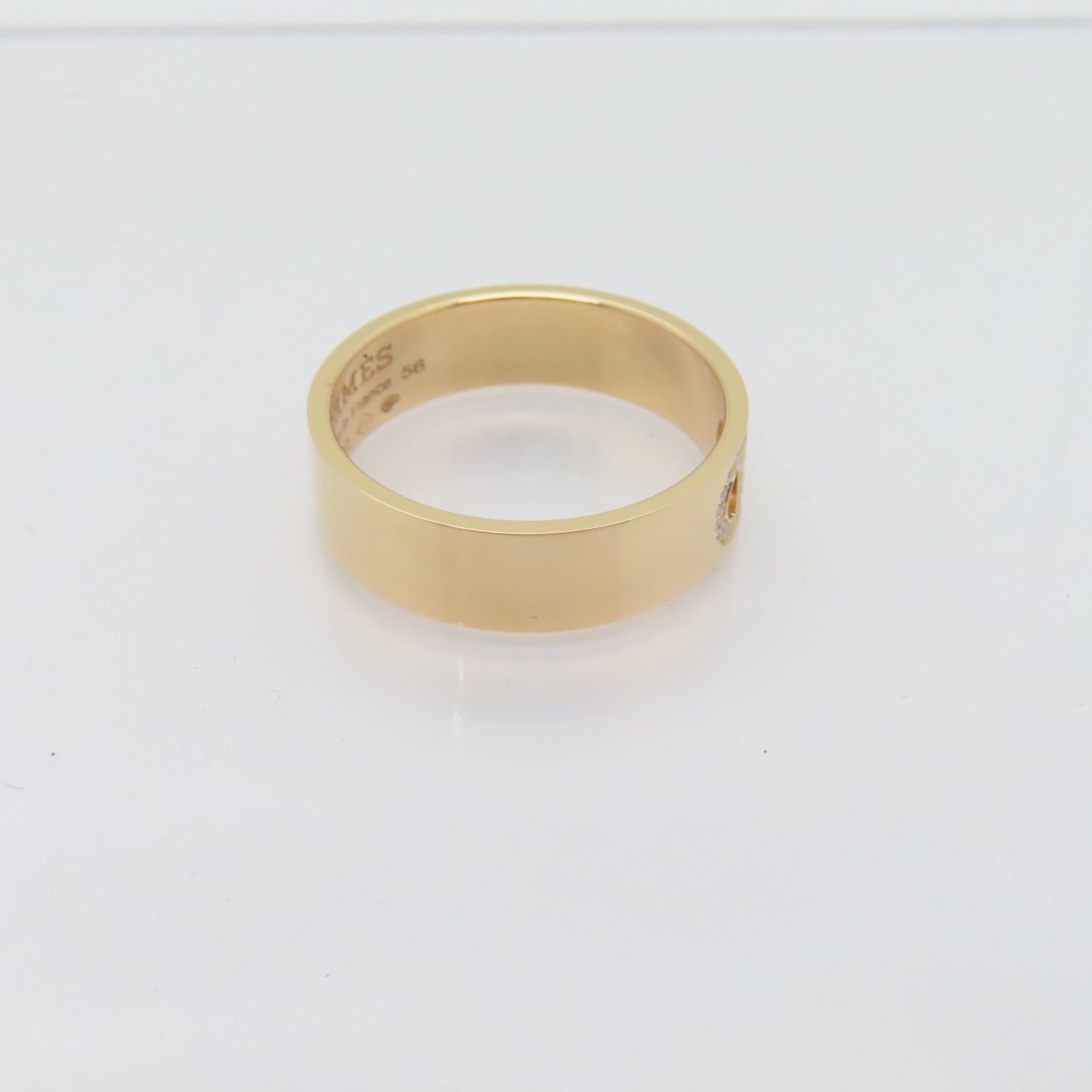 HERMES 18K玫瑰金H D Ancre Ring 0.07ct戒指US#7.5/Hermes#56