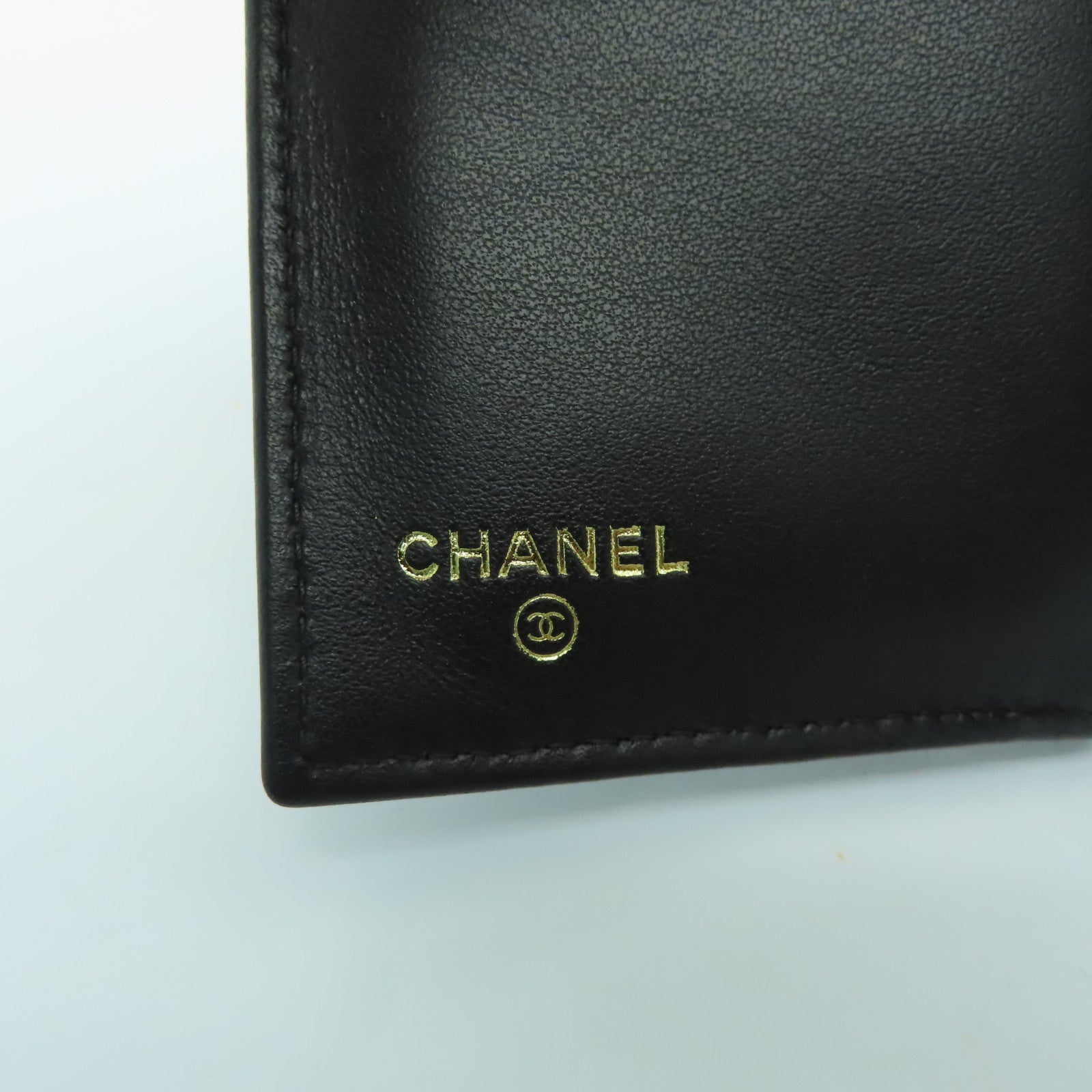 CHANEL 菱格Caviar皮革Wallet金扣錢包深藍色
