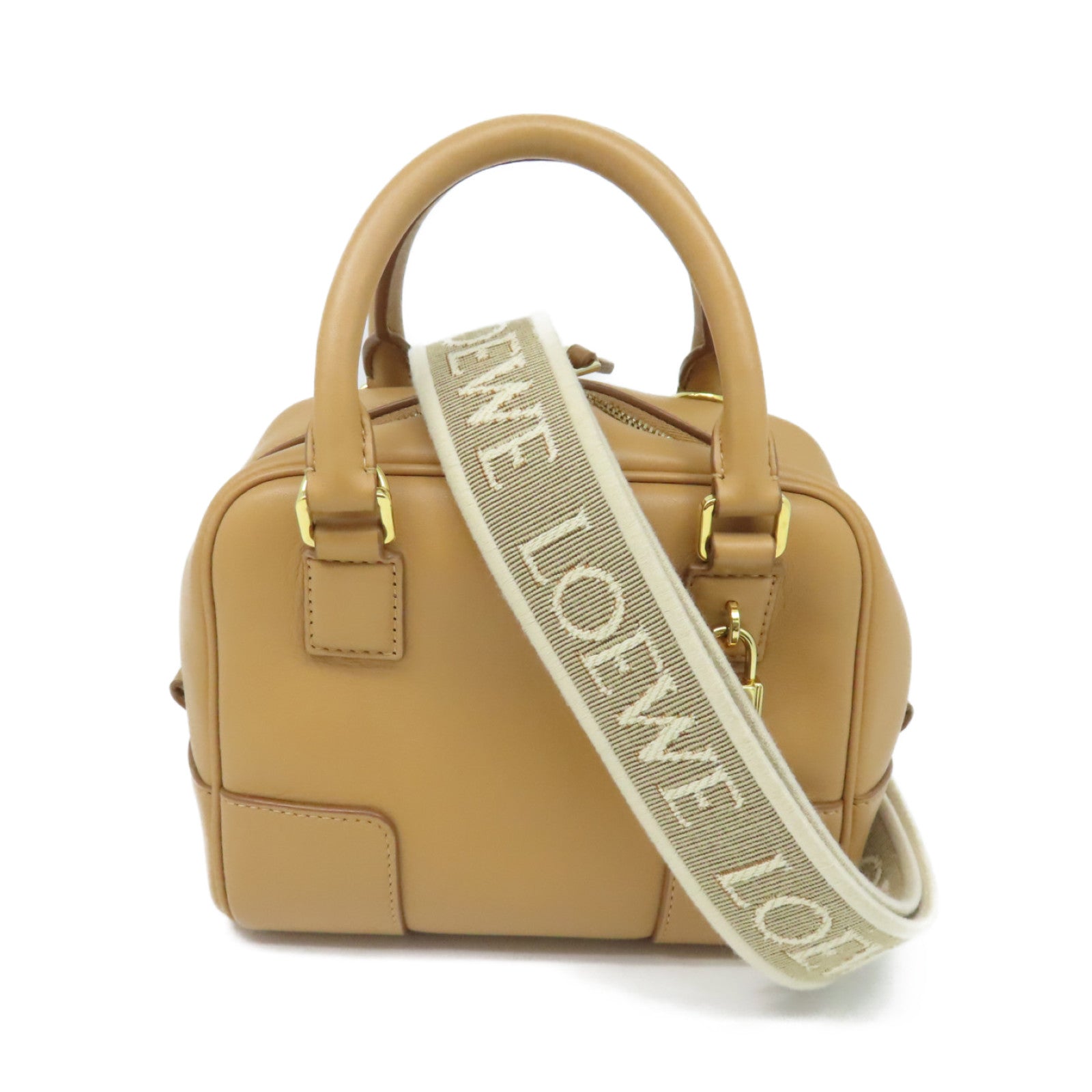 LOEWE 【激減優惠】牛皮皮革Amazona金扣手挽肩背兩用袋杏色