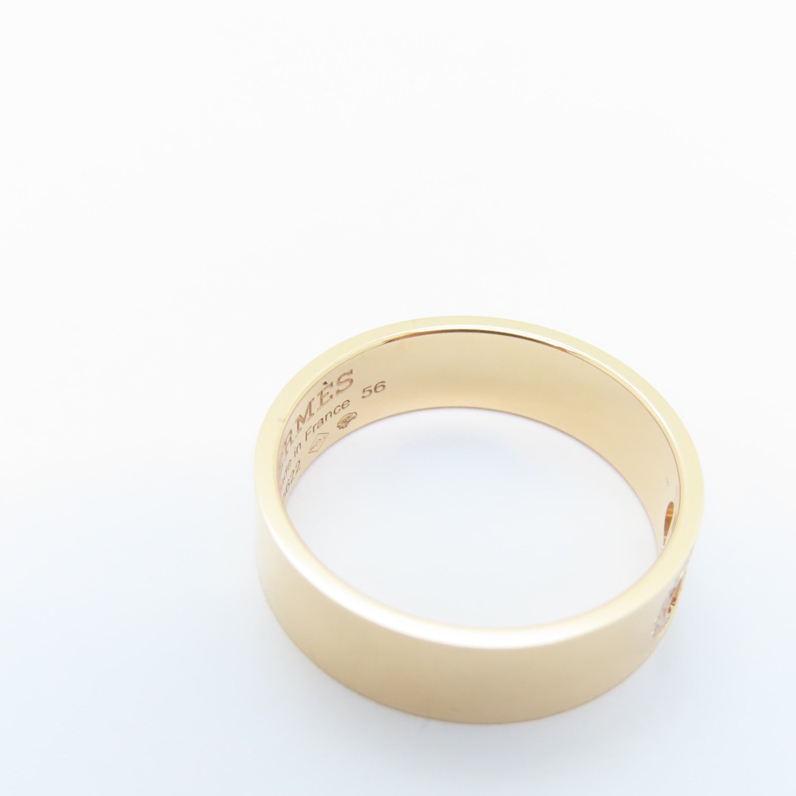 HERMES 18K玫瑰金H D Ancre Ring 0.07ct戒指US#7.5/Hermes#56
