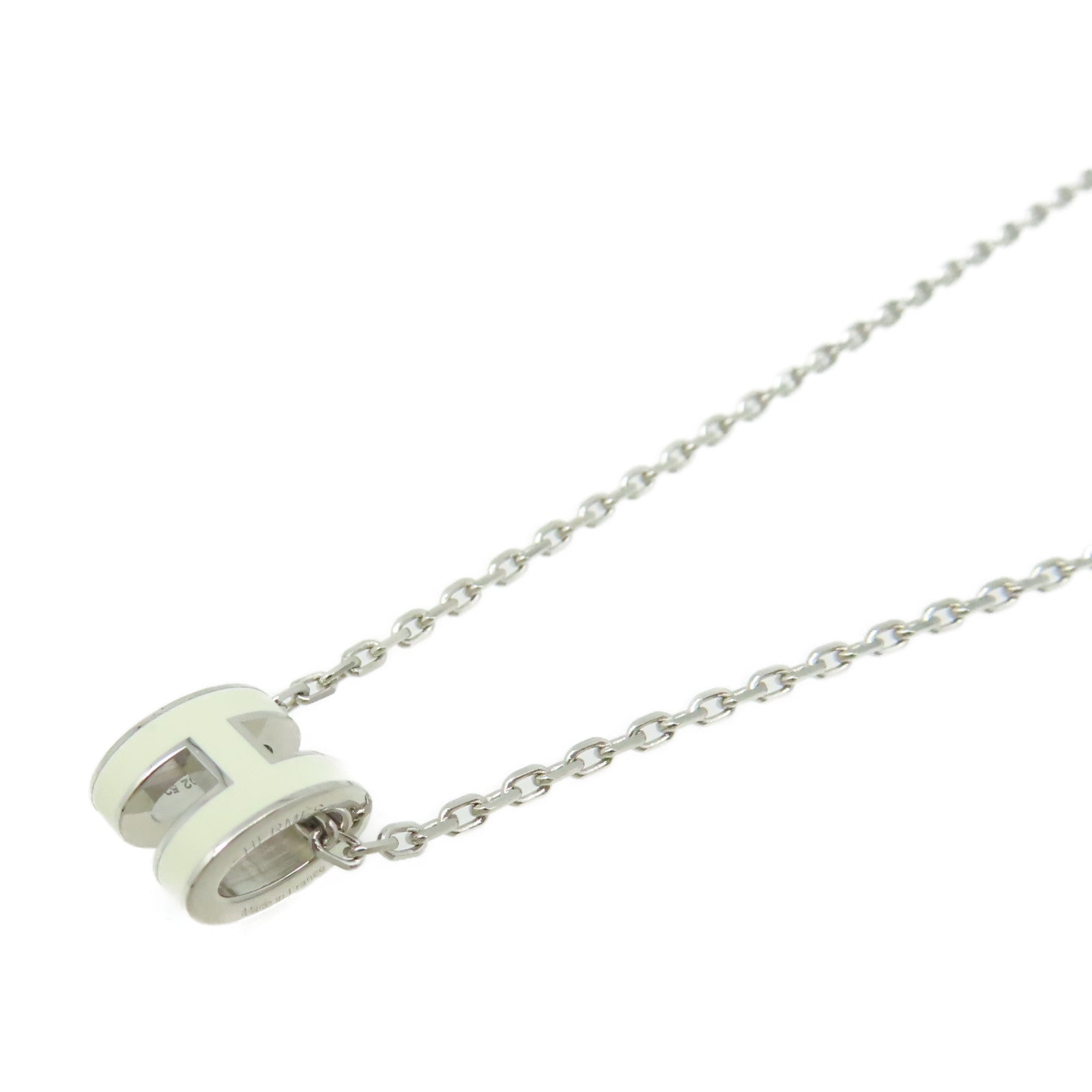 HERMES 金屬Mini Pop H Necklace項鏈白色/銀色