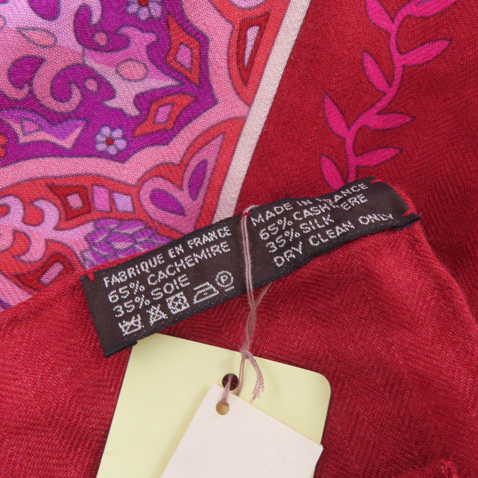 HERMES 羊絨/絲質Scarf 140x140絲巾粉紅色/彩色